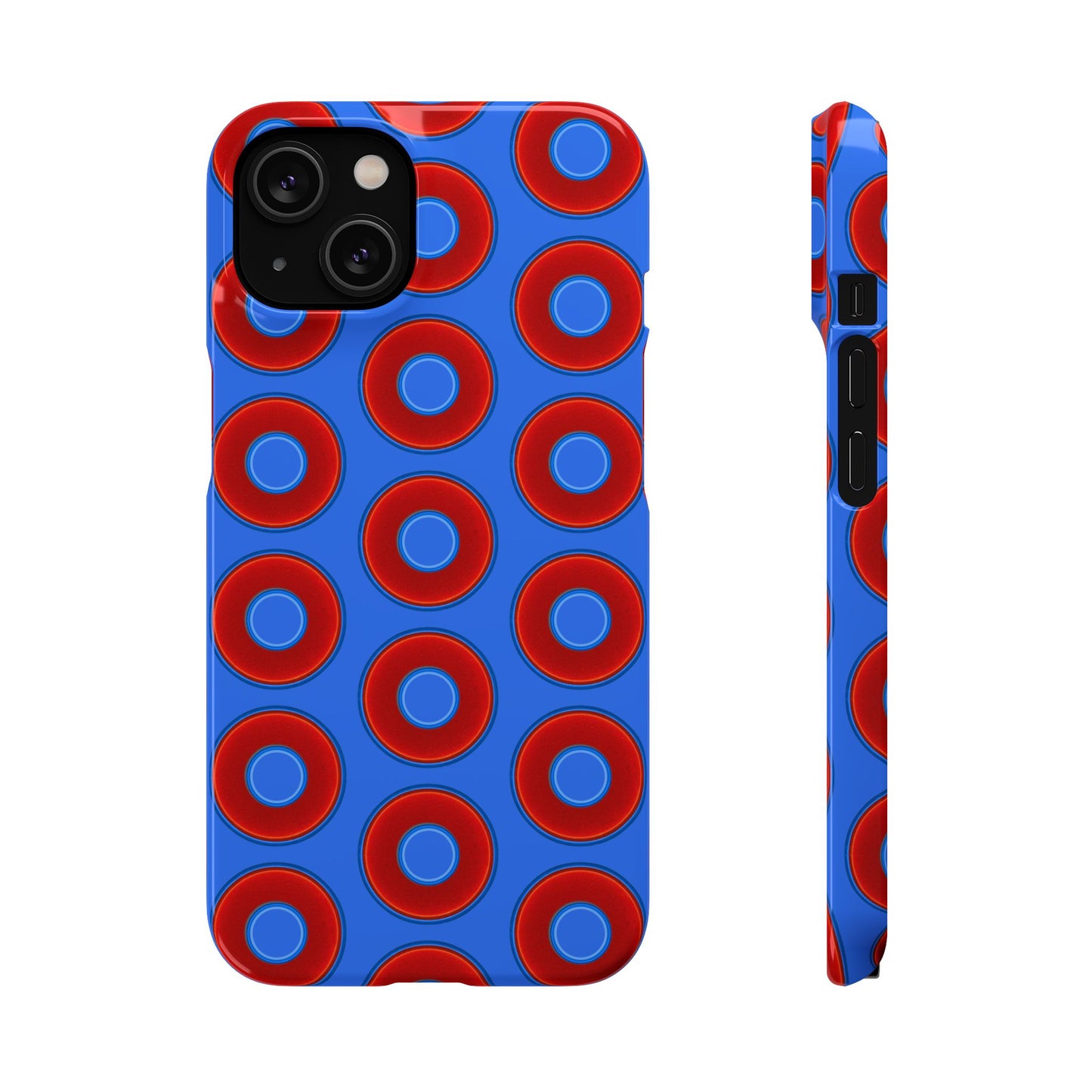 Lumpy Donut Snap Case - red vivid donut print w/medium royal blue background