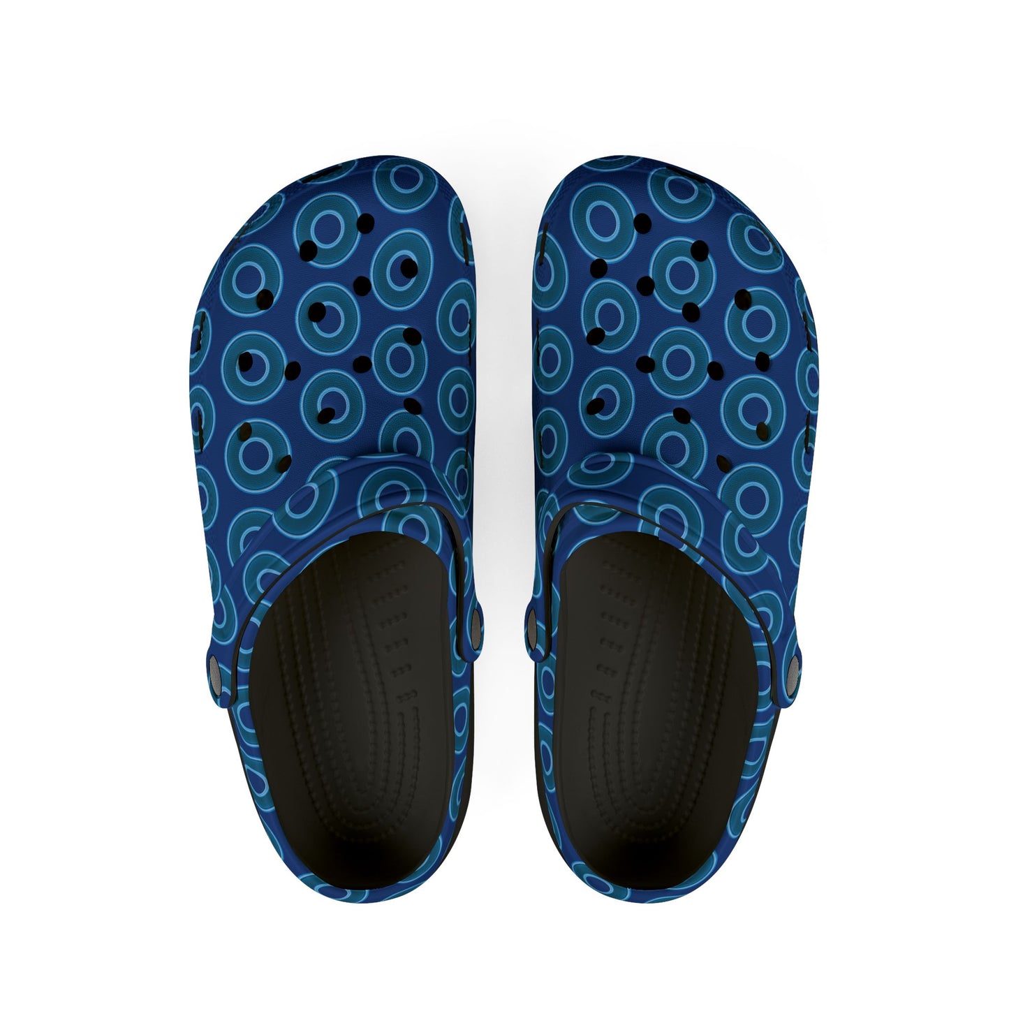 Spatchcocks - donut slip-on shoes - blue rustic donuts w/dark blue background [unisex]
