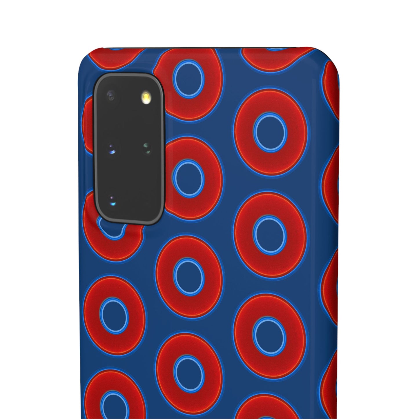 Lumpy Donut Snap Case - red vivid donut print w/Atlantic navy blue background