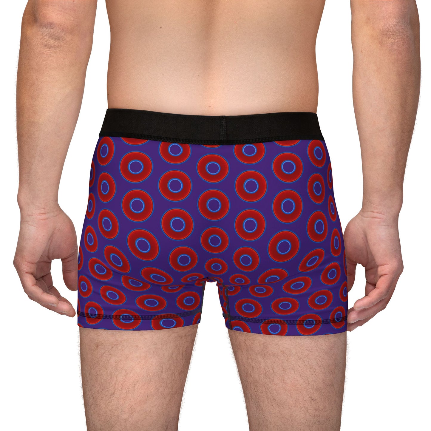 Men's Donut Boxers - red vivid donuts w/purple background