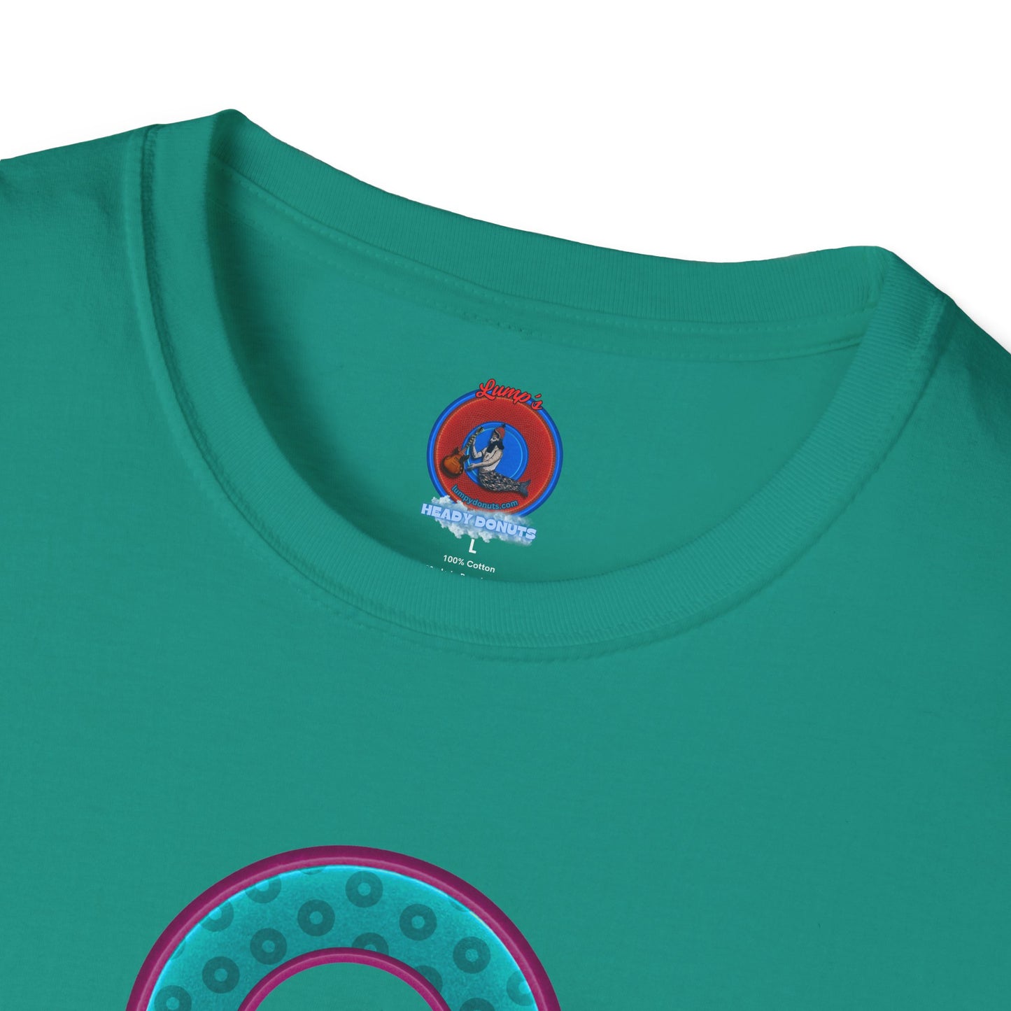 Plain Donuts/Unisex Soft-Style - "Plain Wide Mouthed Paradoxical Donuts" - teal/purple donuts