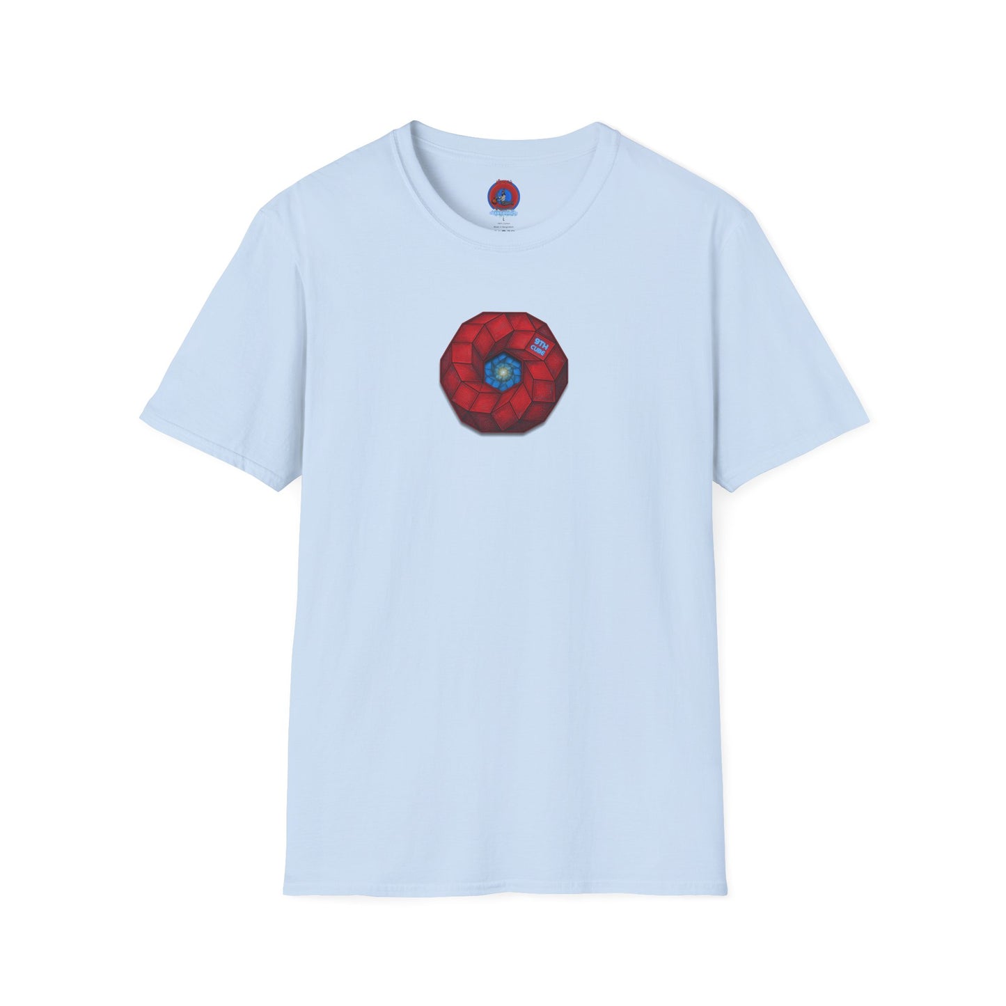 Classic Donut Tee - Unisex Soft-Style - "The 9th Donut" - rustic red/blue cubed donut - variant 2