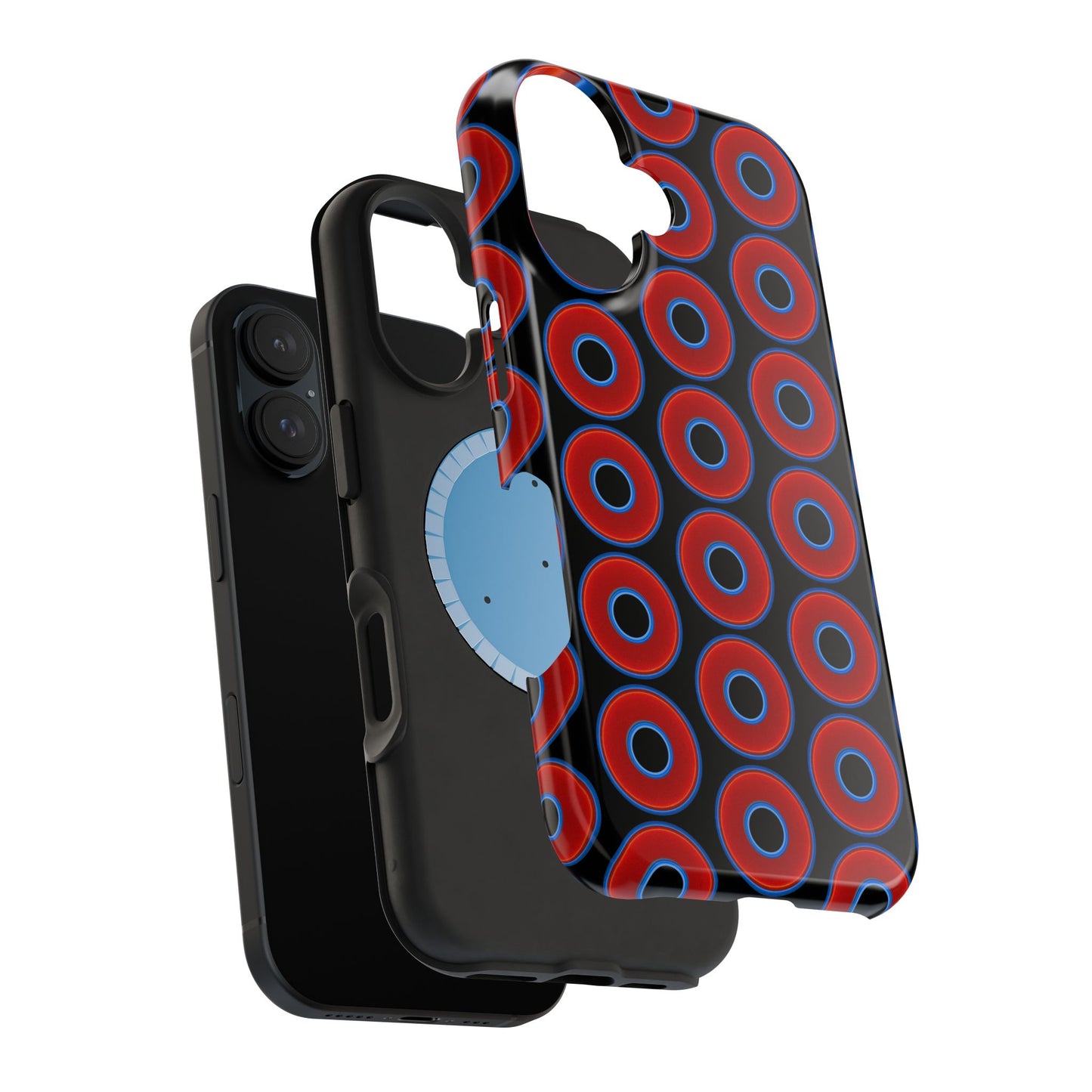 Magnetic Tough Donut Case - red vivid donut print w/black background