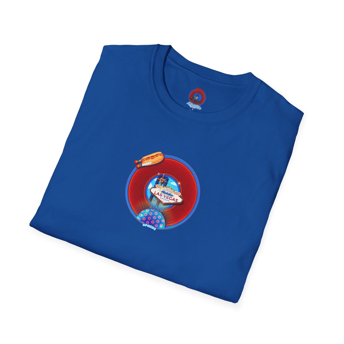 Classic Donut Tee - Unisex Soft-Style - "Viva Las Vegas Donut" -  vivid red donut w/raw dogger - variant 4