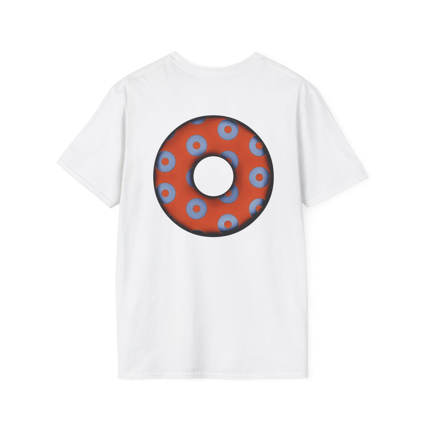 Plain Donuts/Unisex Soft-Style - "Plain Blimpy Paradoxical Donuts" - light blue/orange donuts