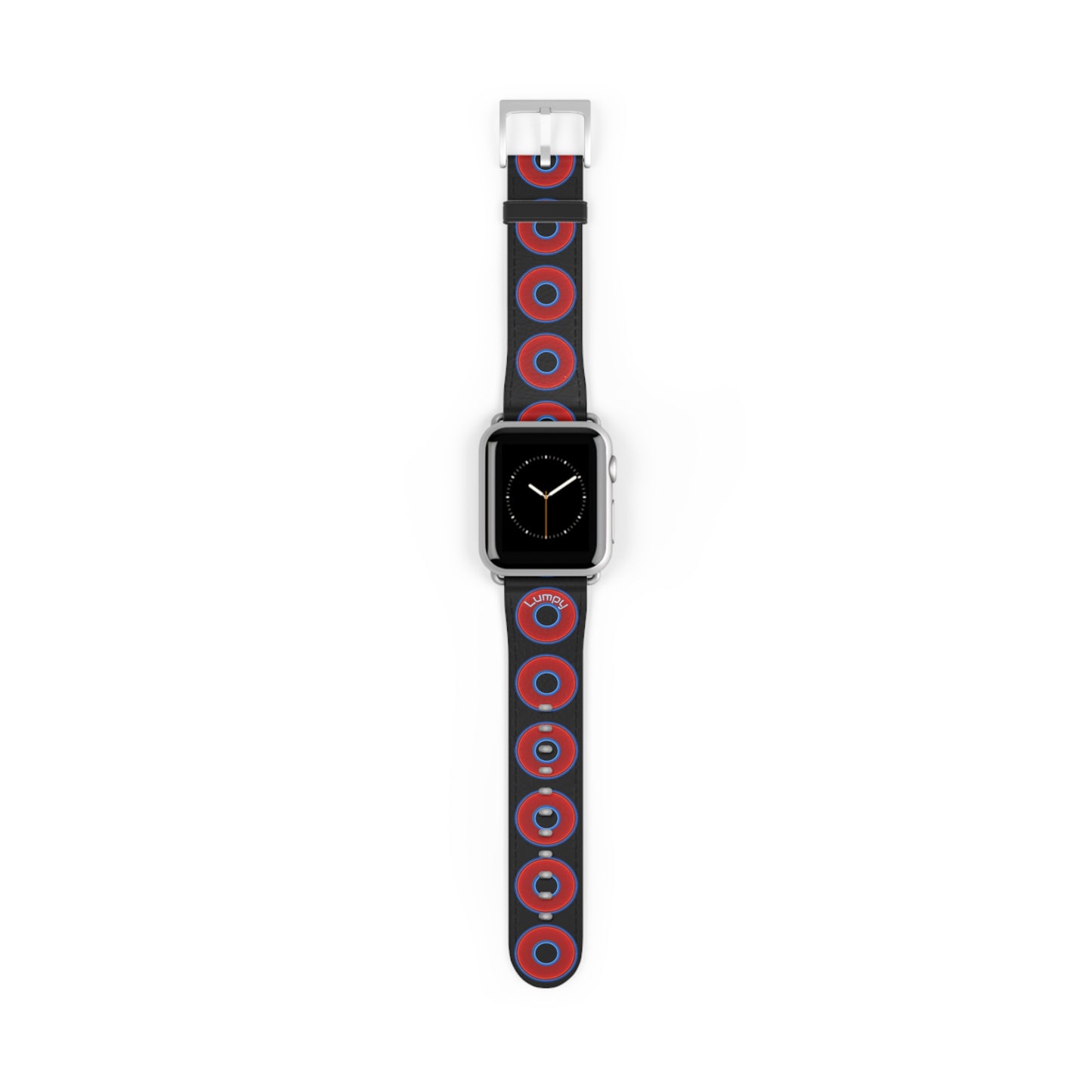 Lumpy Donut Wristband - compatible w/apple watch - red vivid donuts w/black background