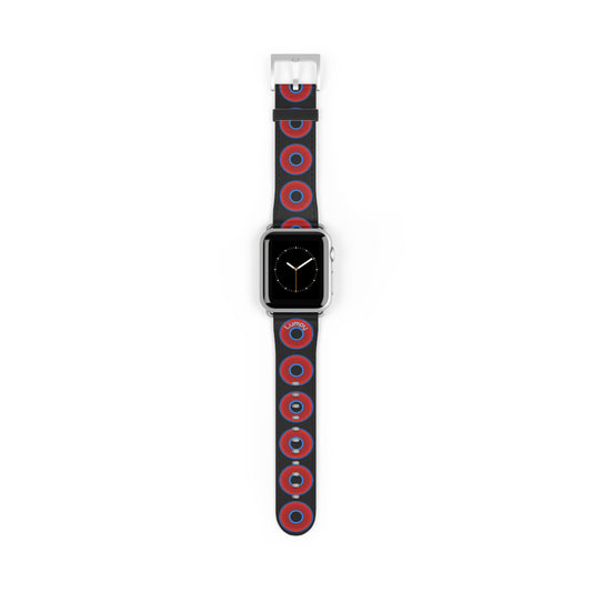 Lumpy Donut Wristband - compatible w/apple watch - red vivid donuts w/black background