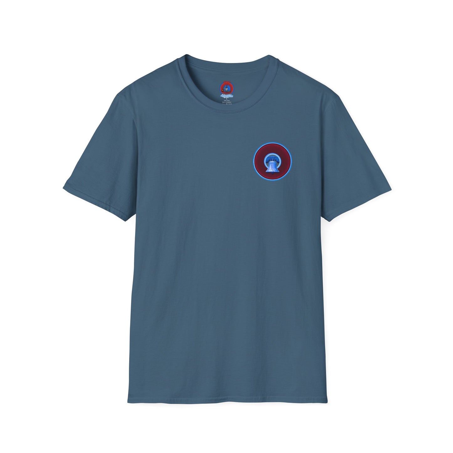 Classic Donut Tee - Unisex Soft-Style - "Brotherly Donuts Jawn" - vivid dark purple-red/light blue donut