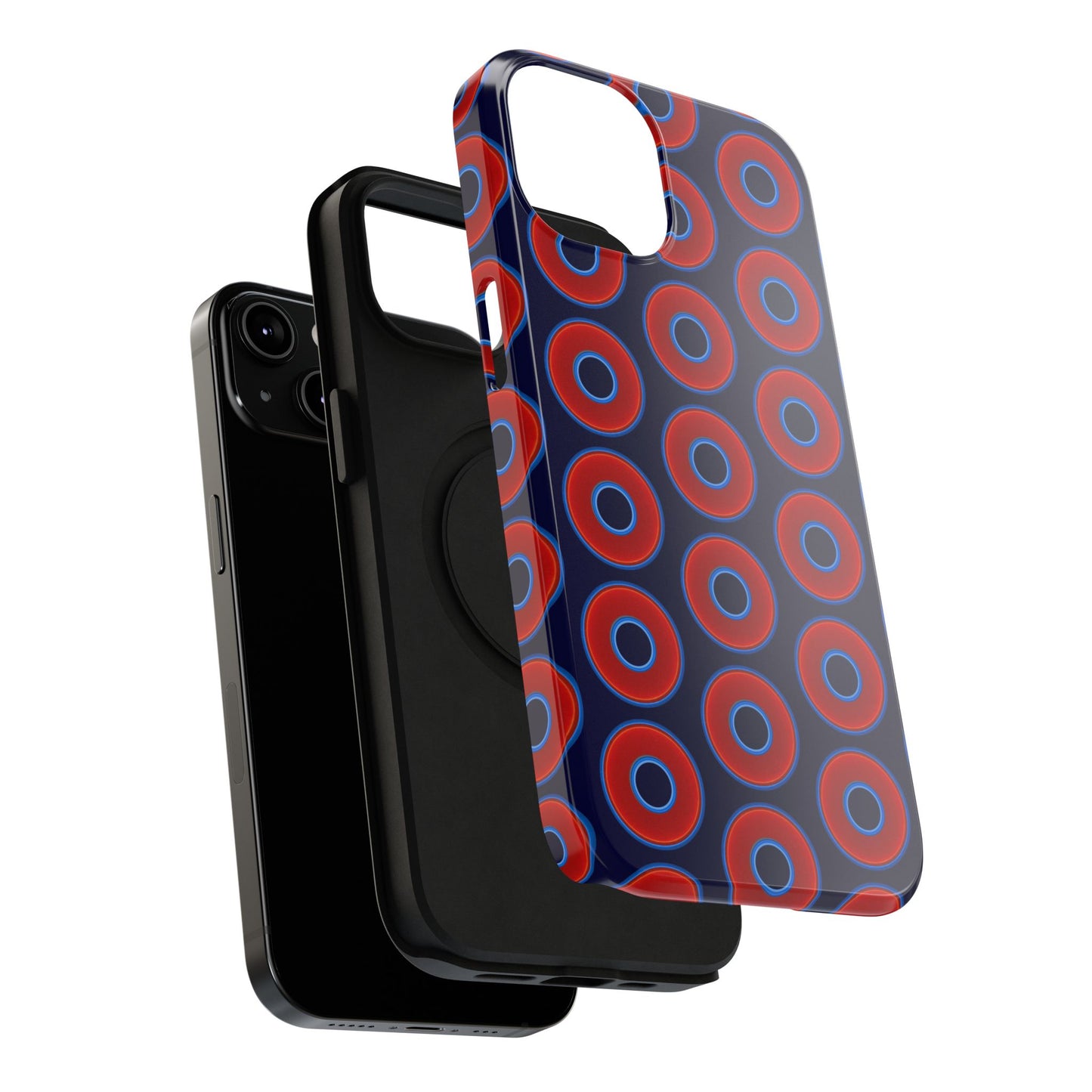Impact-Resistant Lumpy Donut Case - red vivid donut print w/midnight blue background