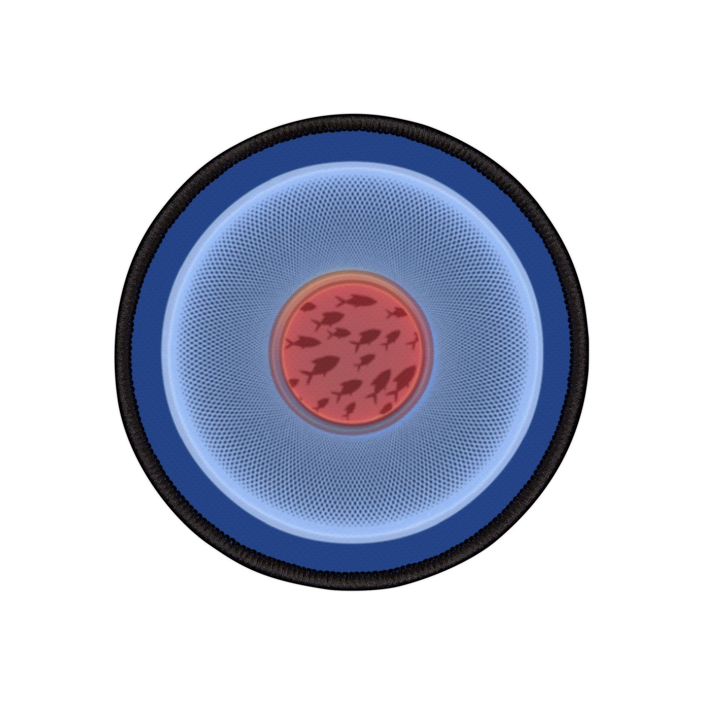 Iron-On Donut Patch - "Swimming By - series 1.0 - variant 3 - pastel blue phatty donut