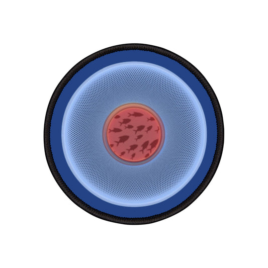 Iron-On Donut Patch - "Swimming By - series 1.0 - variant 3 - pastel blue phatty donut