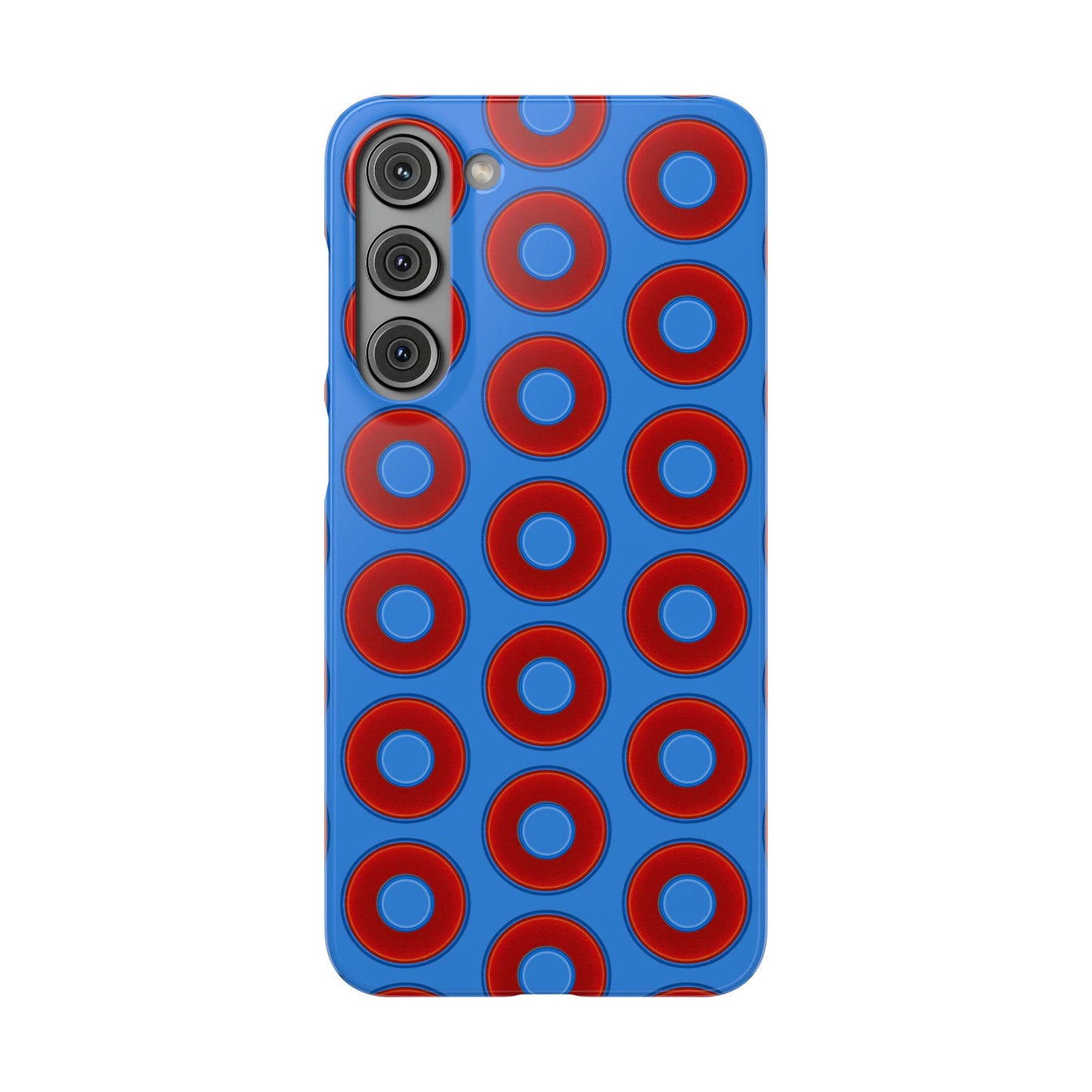 Lumpy Donut Snap Case - red vivid donut print w/light royal blue background