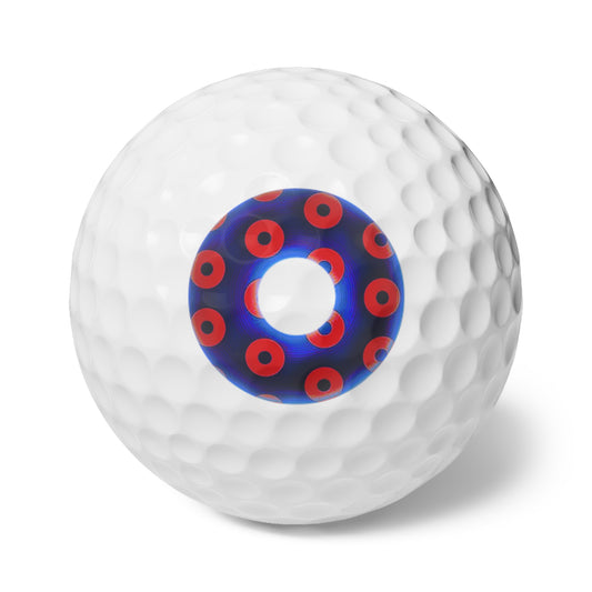 Lumpy Donut Golf Balls - 6pcs - "Widemouthed Paradox Donut" - navy blue/red donuts