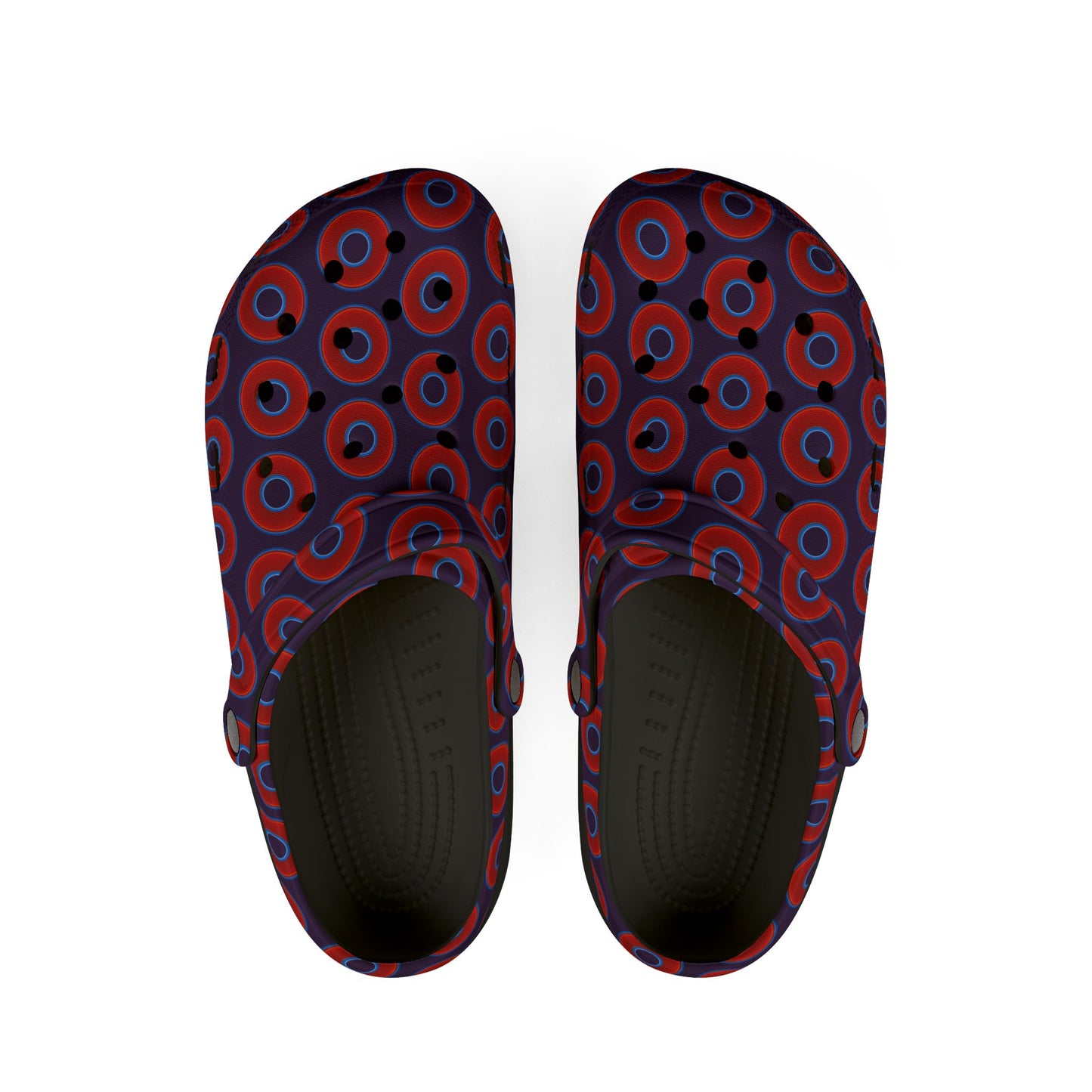 Spatchcocks - donut slip-on shoes - vivid red donuts w/midnight purple background [unisex]