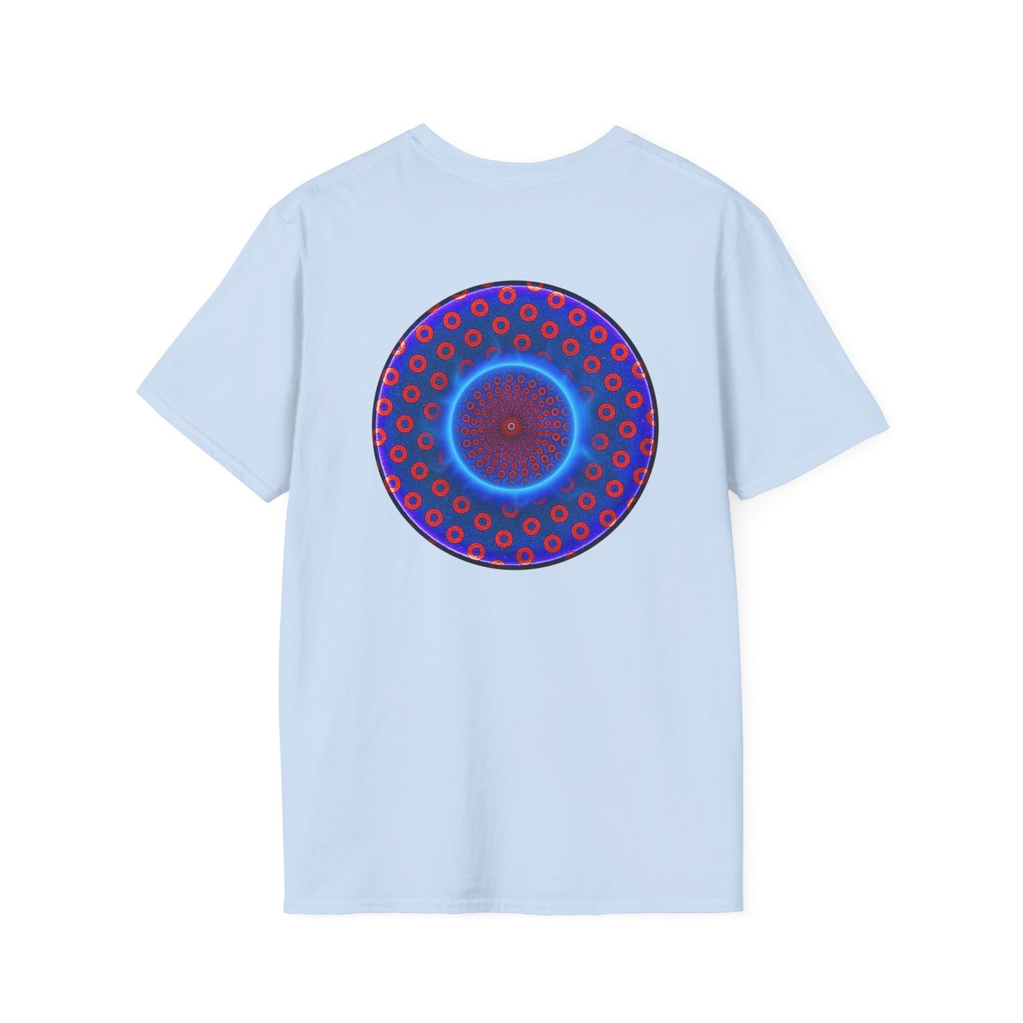 Classic Donut Tee - Unisex Soft-Style - "Donut Vortex" - blue/red electric paradox donut