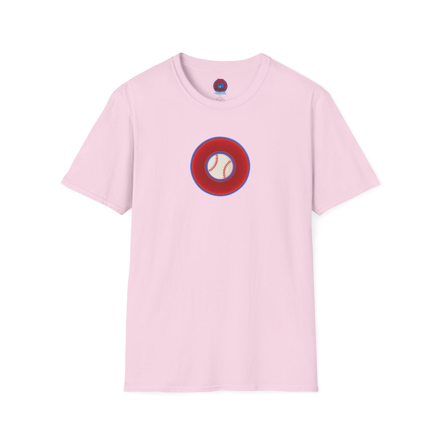 Classic Donut Tee - Unisex Soft-Style - "Phenway Ballpark Donuts" - vivid red/blue donut - variant 4