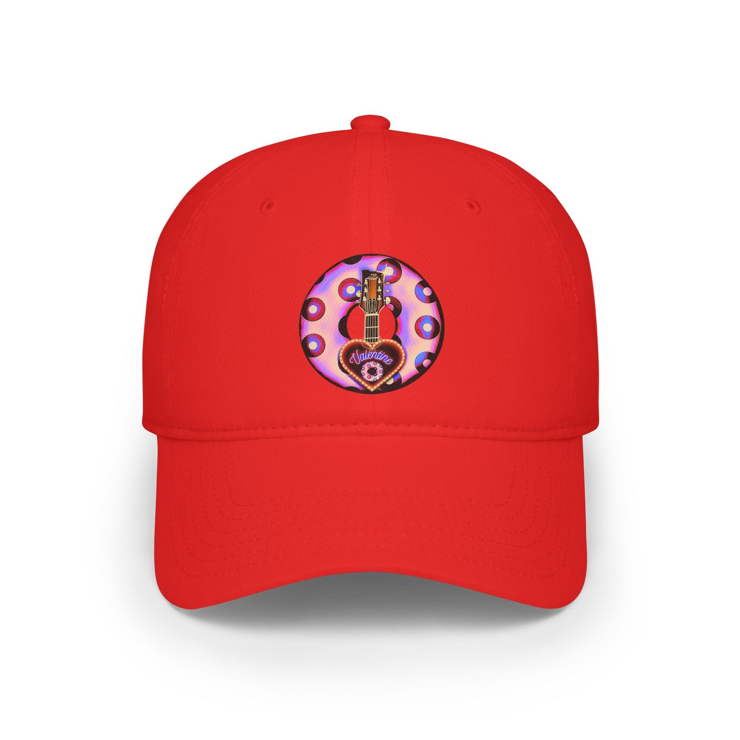 Lumpy Donut Baseball Cap - "Would You Be My Donut?" - paradoxical light purple/red blimpy donut w/ - variant 3