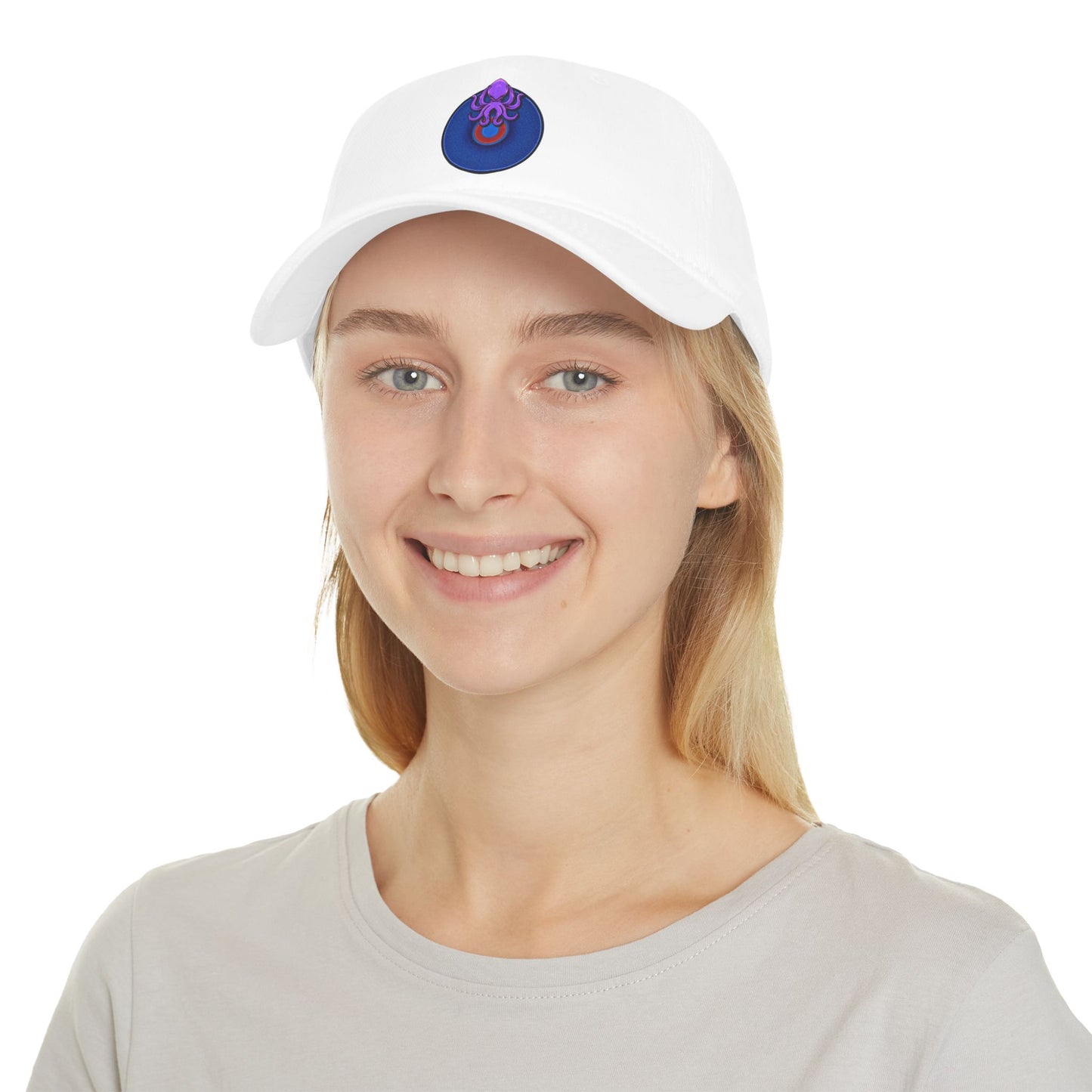 Lumpy Donut Baseball Cap - "Roger Moore's Donut" - variant 3 - vivid blue/red donut w/