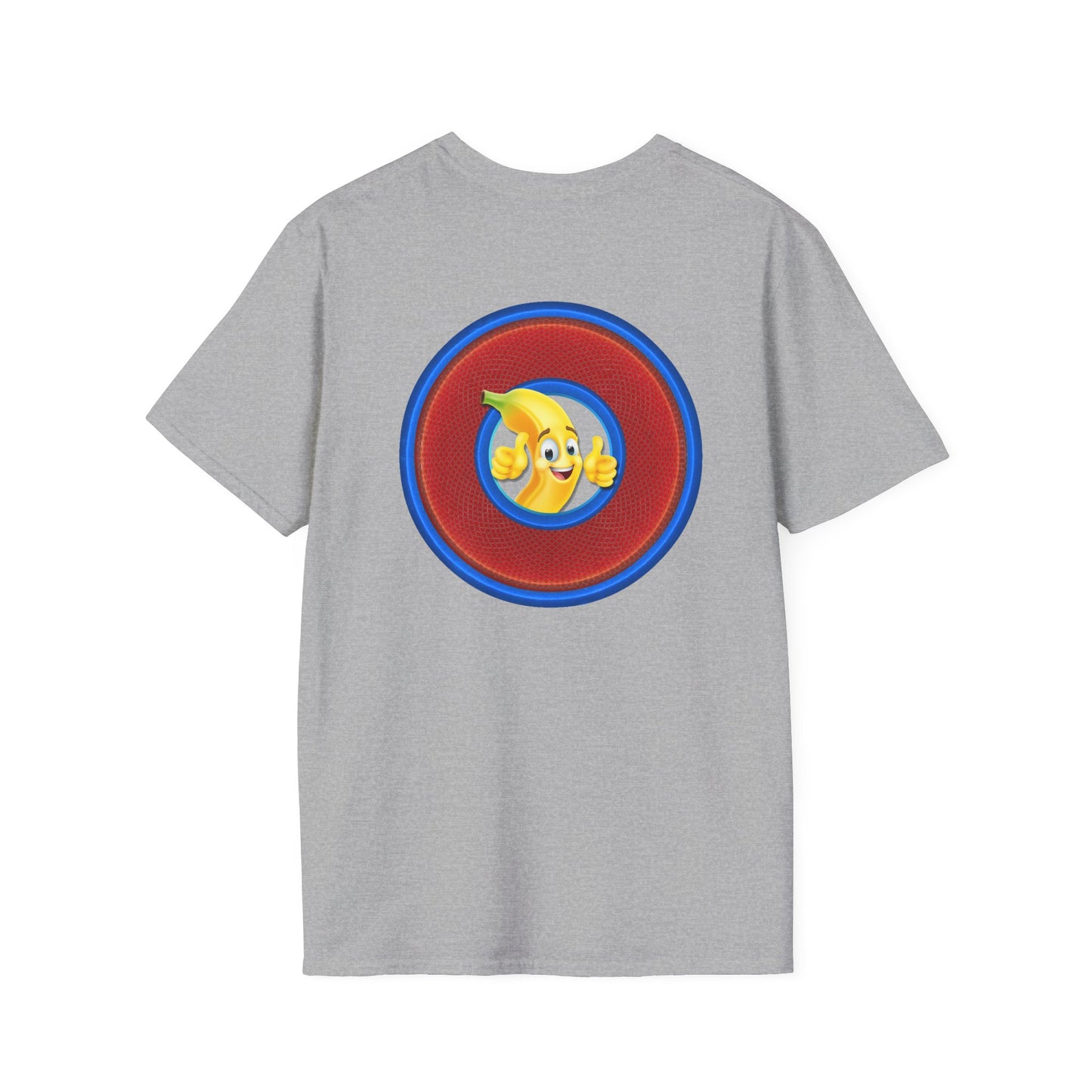 Classic Donut Tee - Unisex Soft-Style - "Dis sheet, it's bananas!" - series 1.0 - variant 6 - traditional red/blue donut