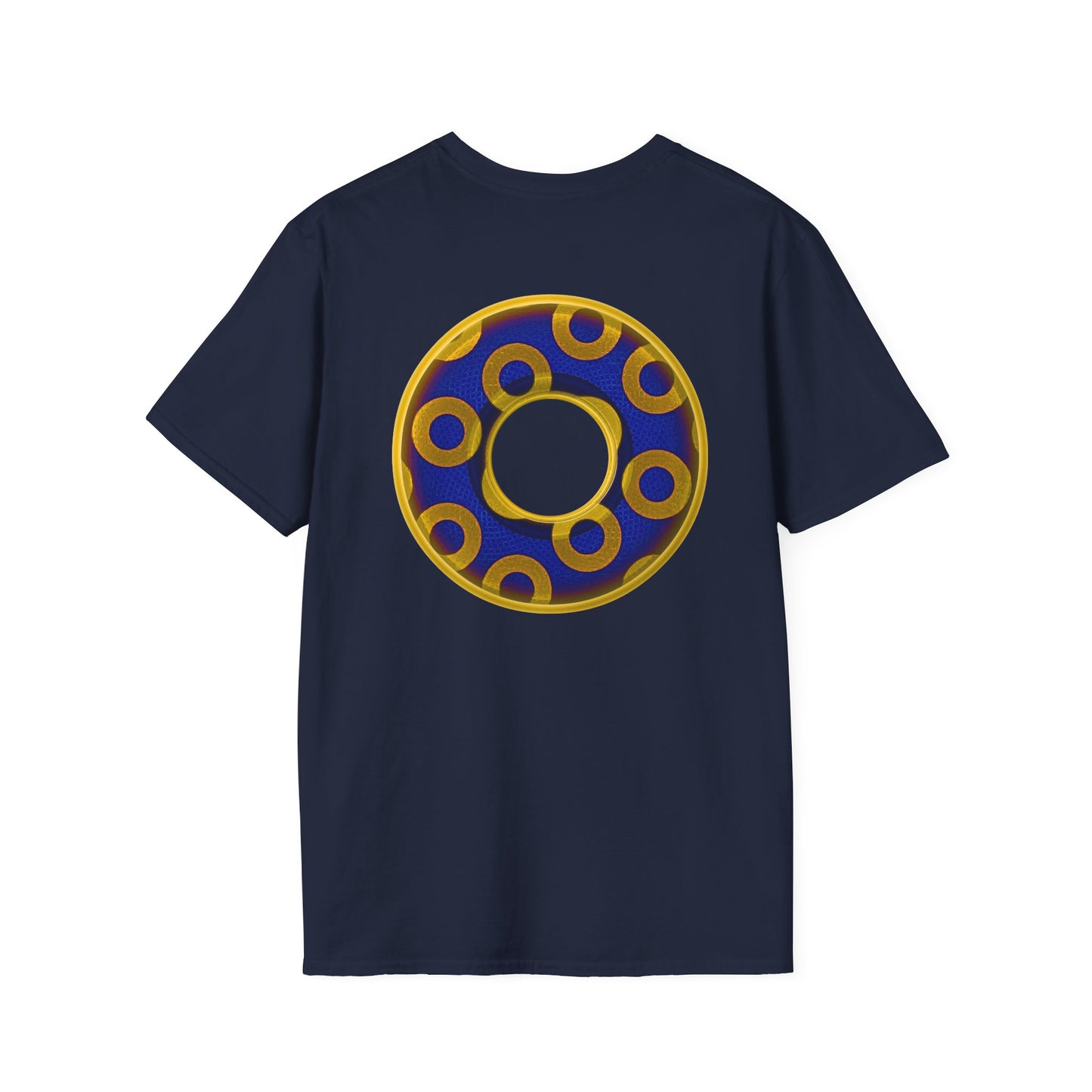 Plain Donuts/Unisex Soft-Style - "Plain Rustic Paradoxical Donuts" - yellow/dark blue donuts