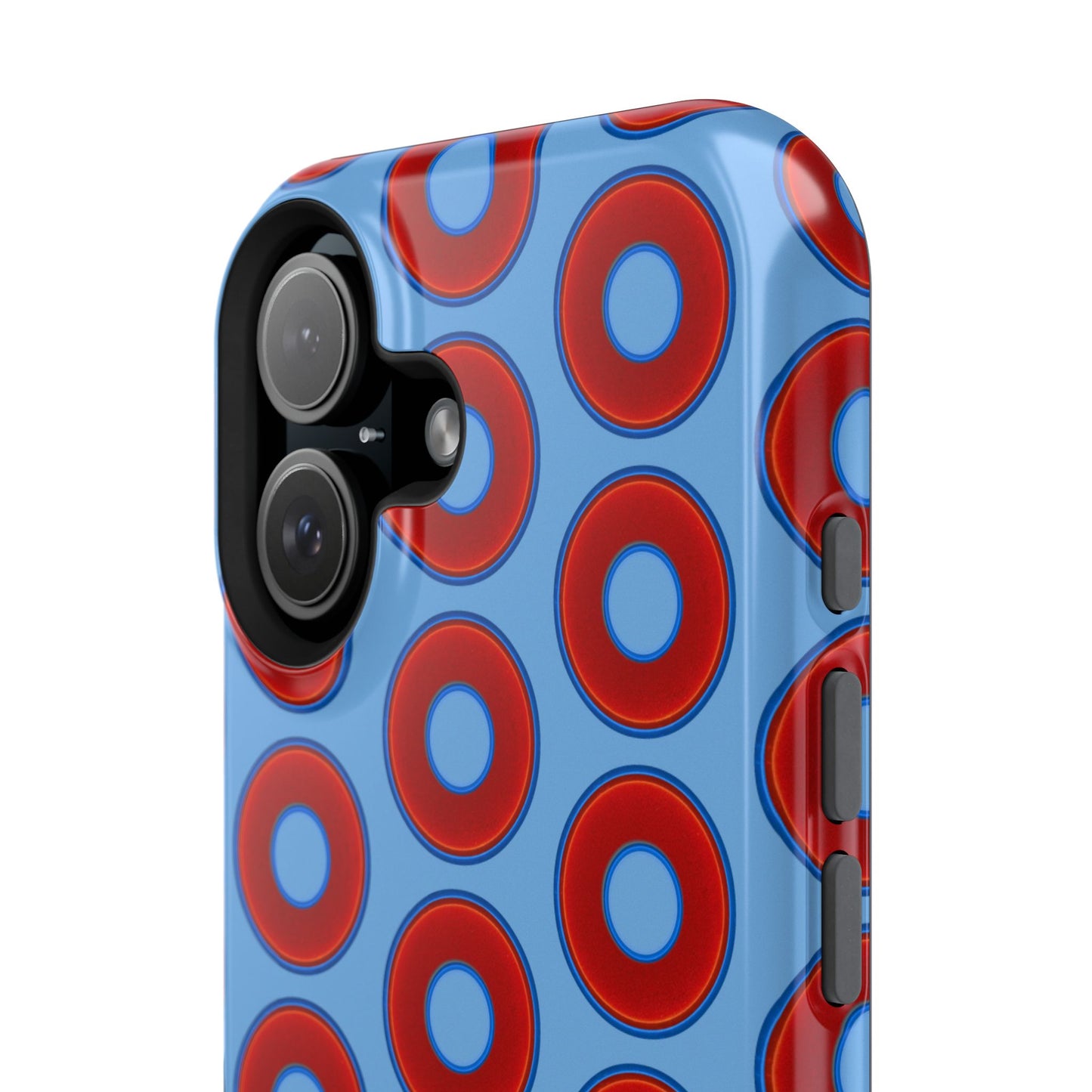 Impact-Resistant Lumpy Donut Case - red vivid donut print w/light blue background