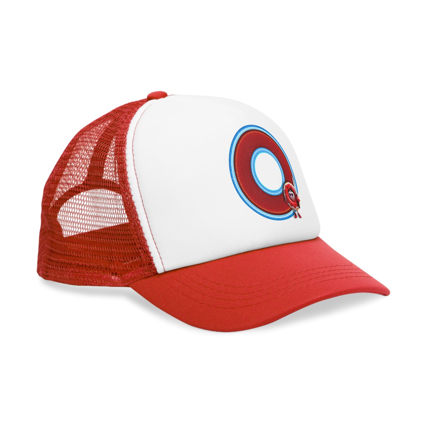 Lumpy Trucker Hat - "My Phriend the Donut" - variant 1 - red/blue donut