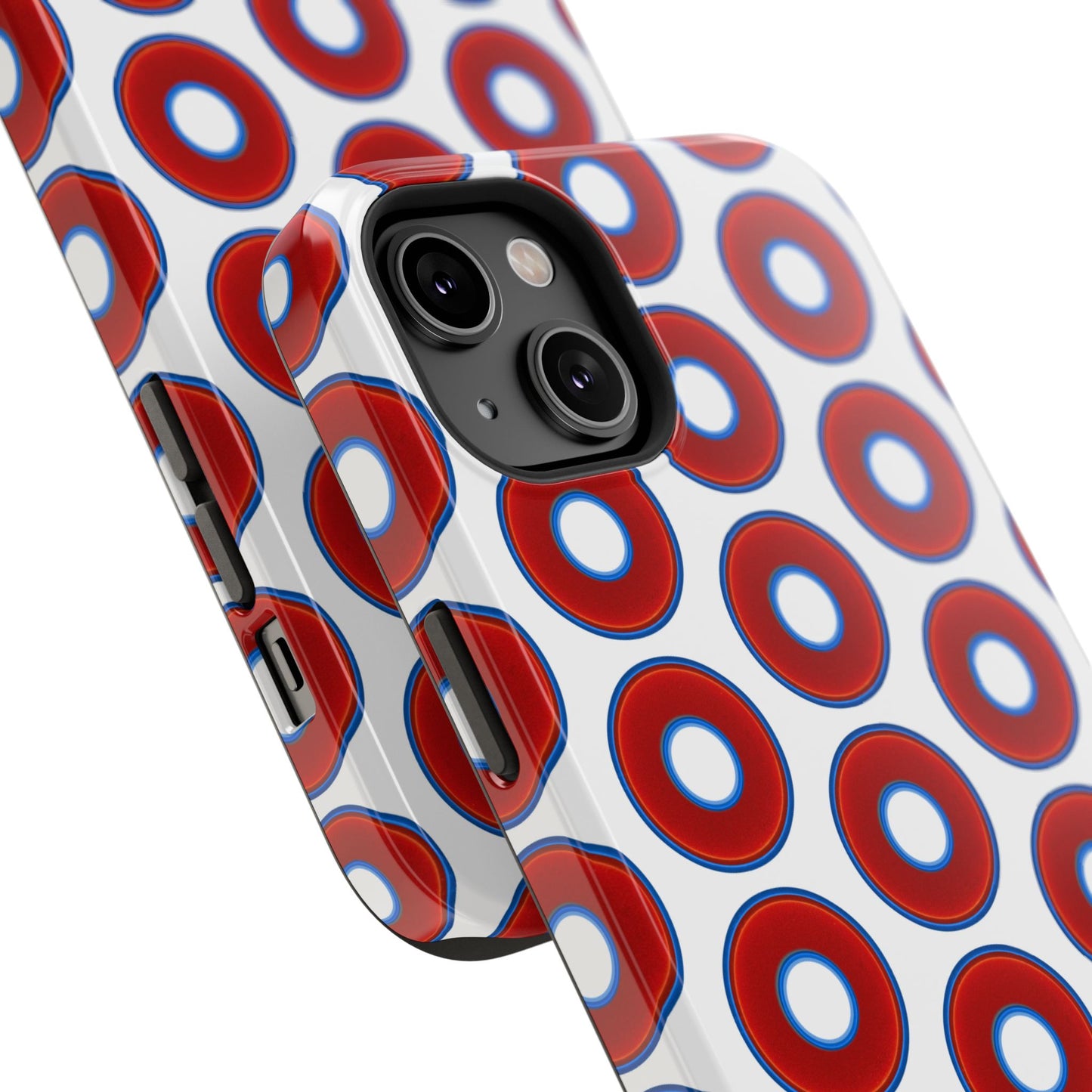 Impact-Resistant Lumpy Donut Case - red vivid donut print w/white background