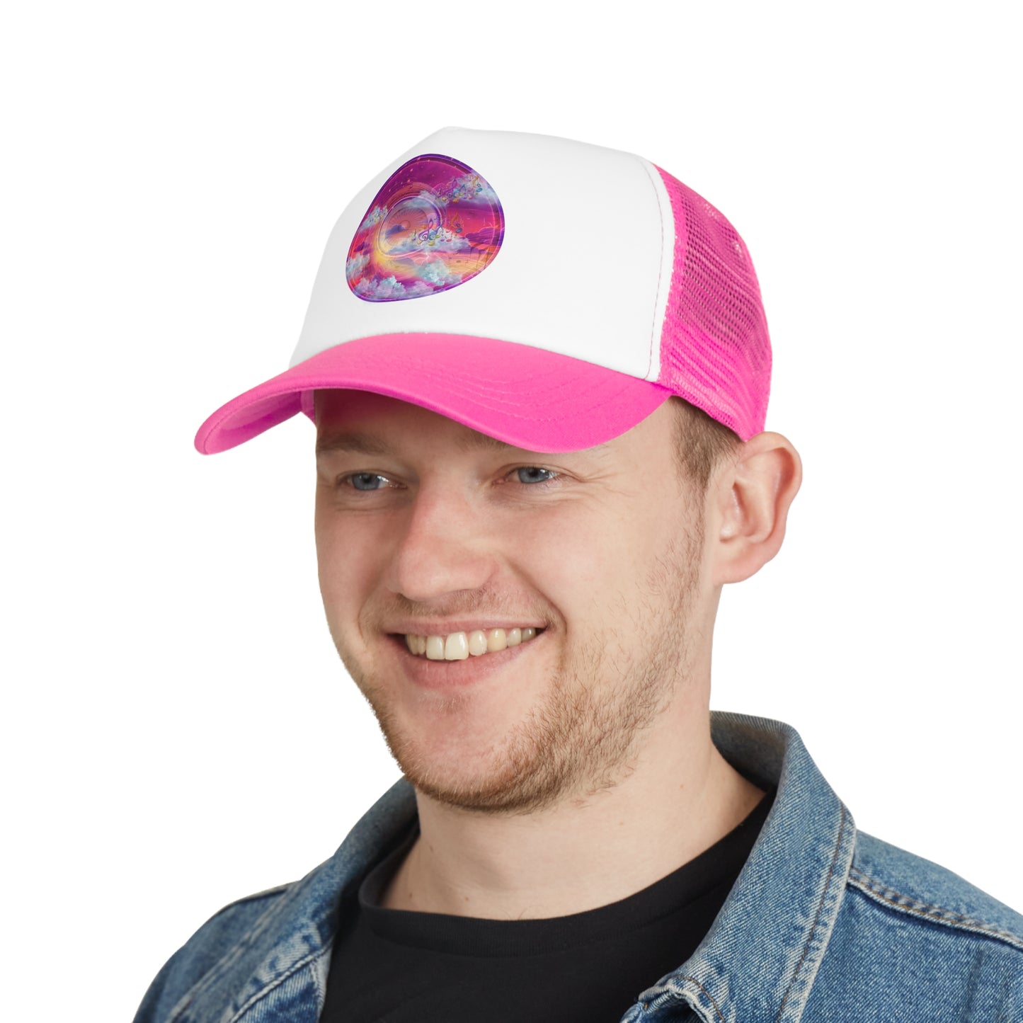Lumpy Trucker Hat - "Conjurers of Donuts" - purplish/magenta donut