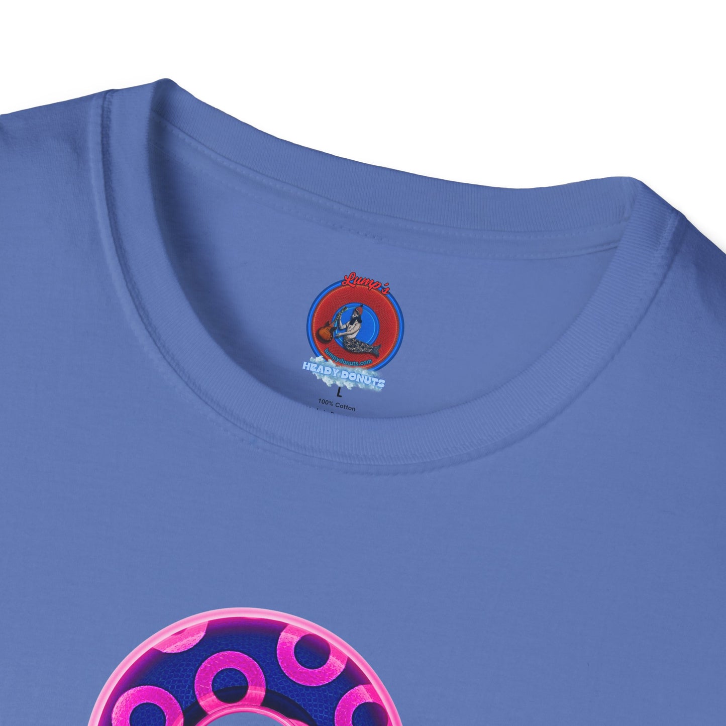 Plain Donuts/Unisex Soft-Style - "Plain Rustic Paradoxical Donuts" - hot pink/dark blue donuts