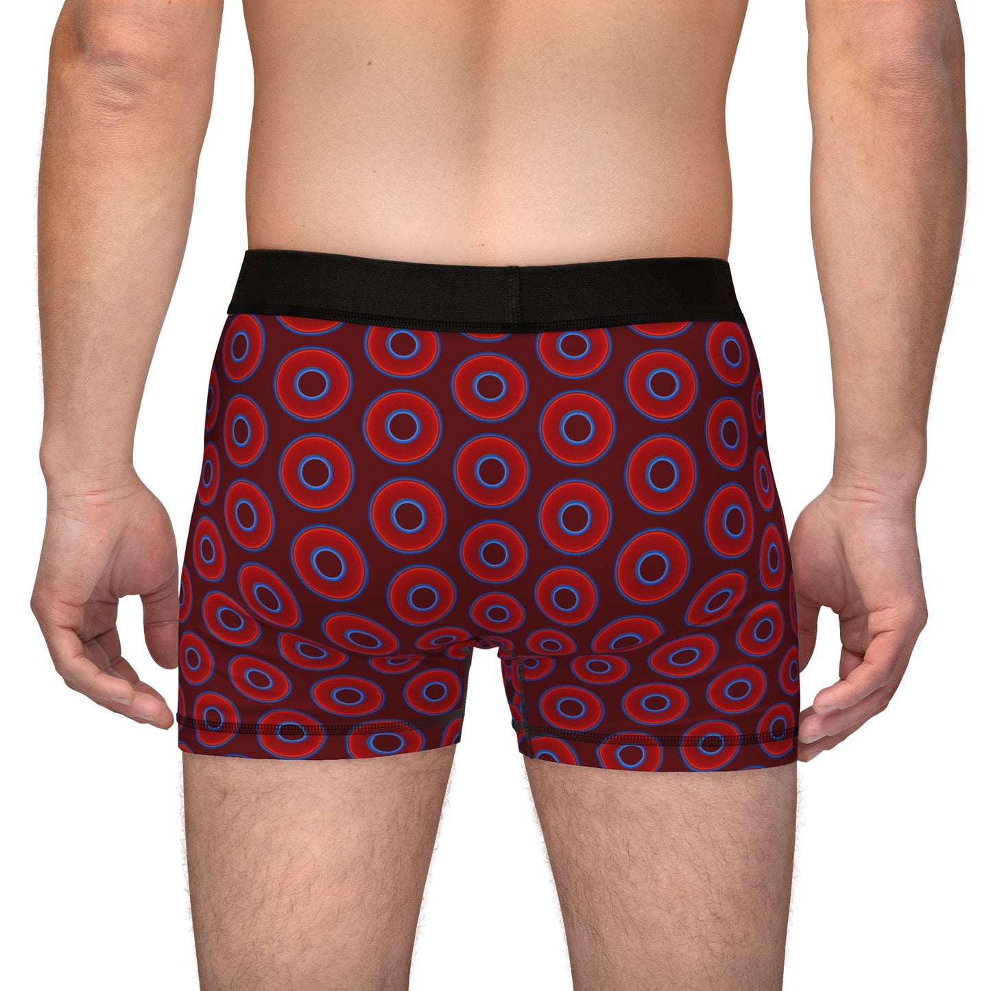 Men's Donut Boxers - red vivid donuts w/dark red background