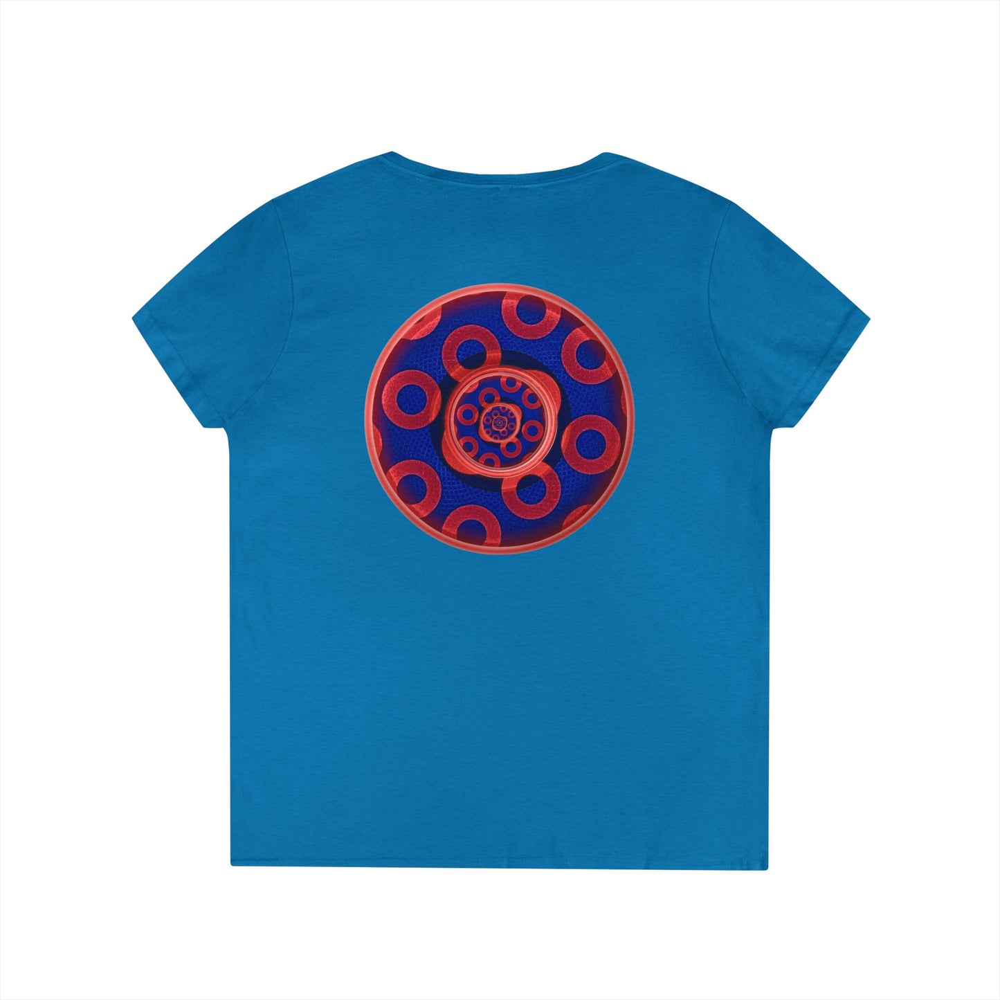 Women's Donut V-Neck Tee - "Paradox Kaleidoscope Donuts" - rustic donut w/ - variant 2