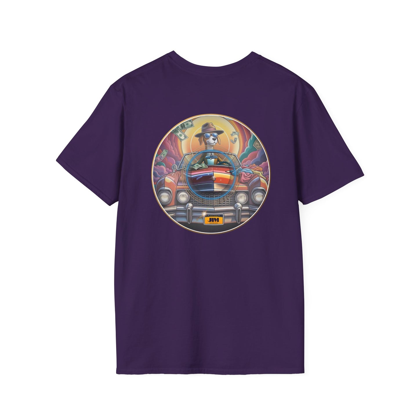 Classic Donut Tee - Unisex Soft-Style - "Jimmy's Marathon Donut Tee" - series 1.0  - variant 2 - orange/purple pic donut
