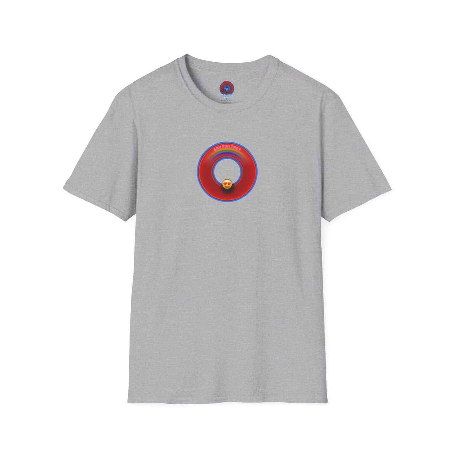 Classic Donut Tee - Unisex Soft-Style - "Yes You Are Mark!" - vivid red/blue donut