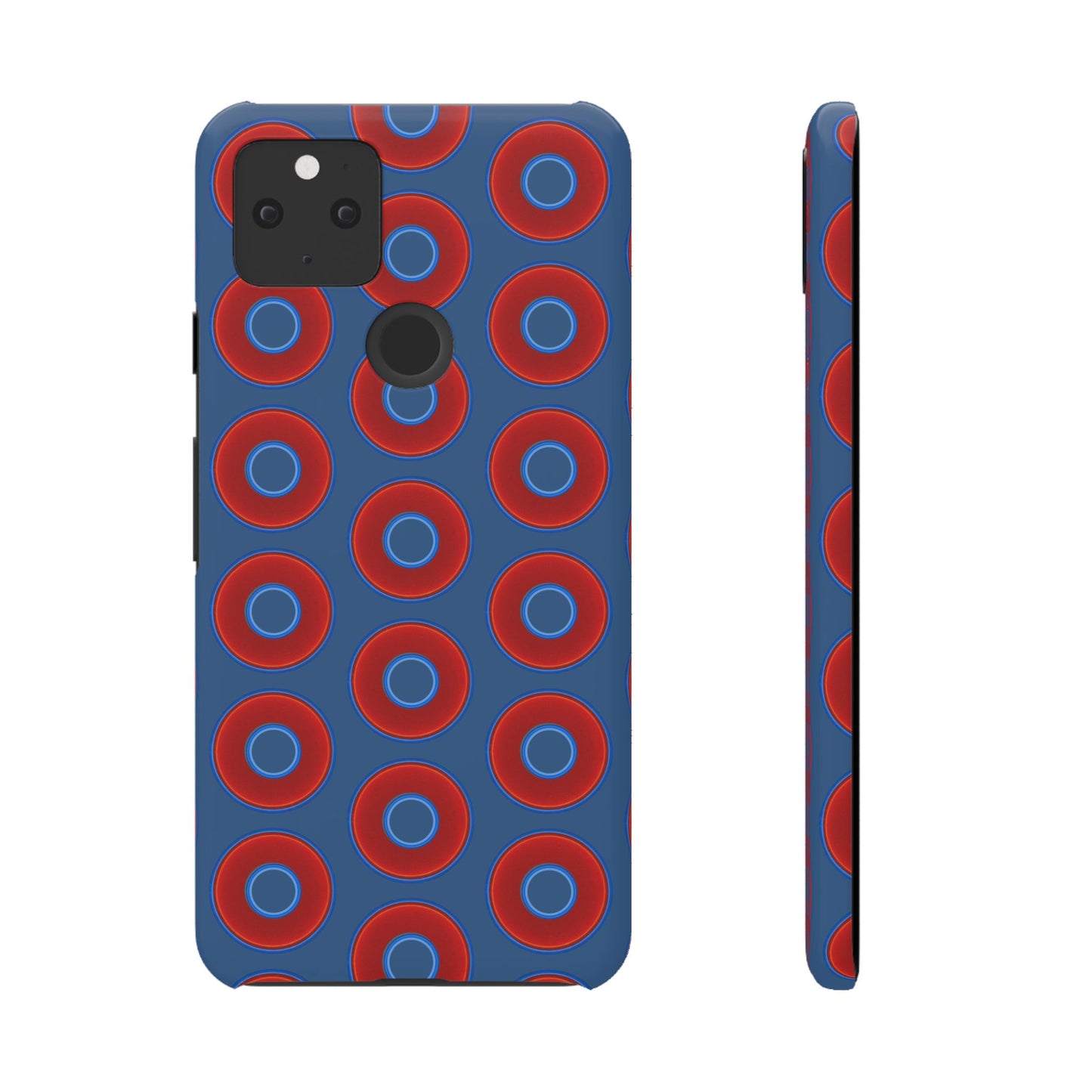 Lumpy Donut Snap Case - red vivid donut print w/light navy blue background