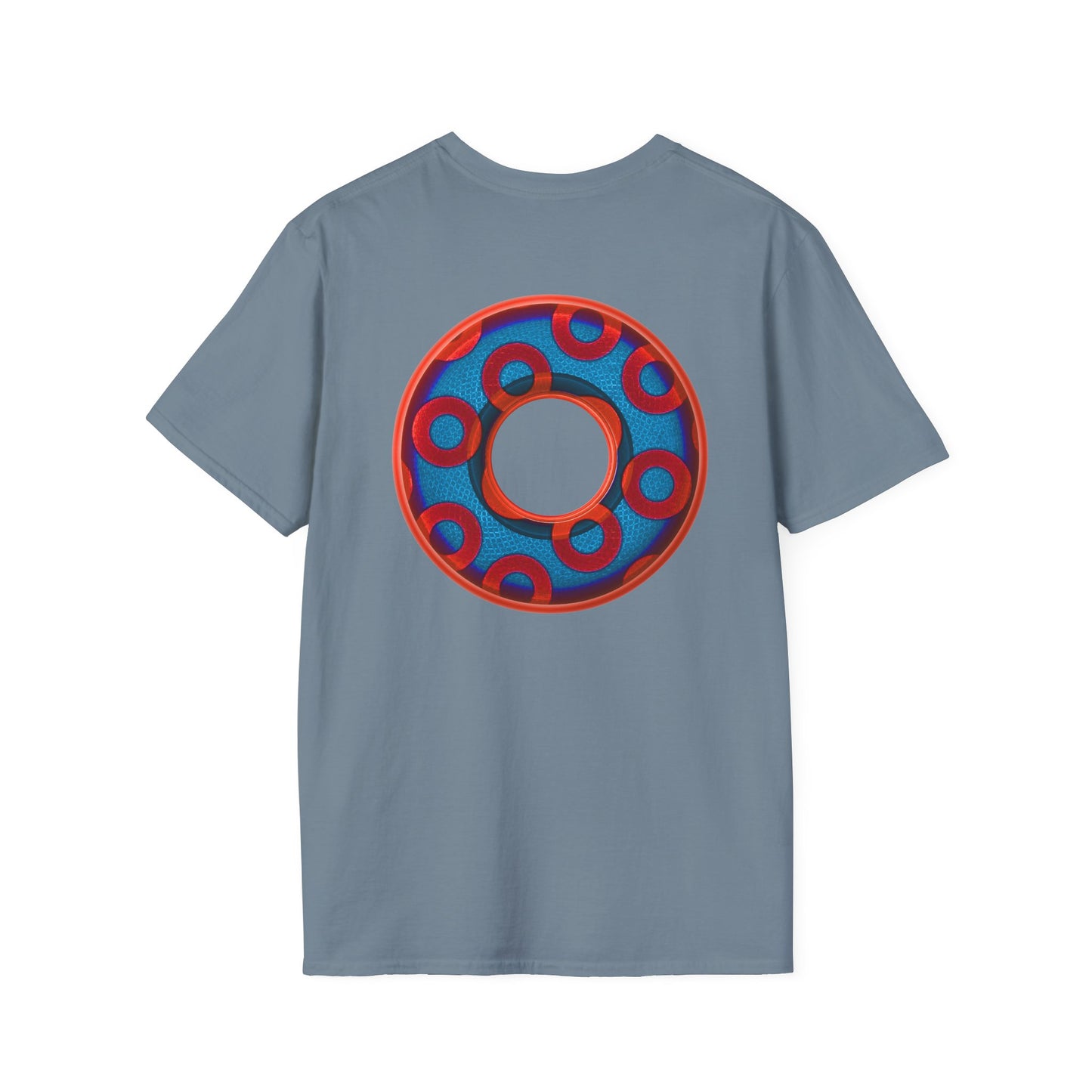Plain Donuts/Unisex Soft-Style - "Plain Rustic Paradoxical Donuts" - red/light royal blue donuts