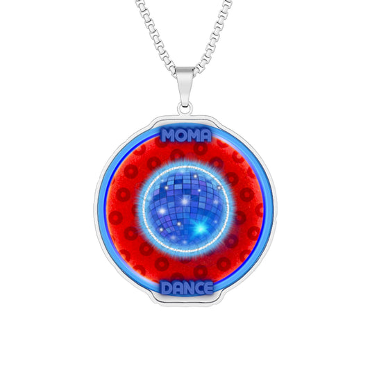 Lump's Heady Donut Necklace - 1" x 1" Stainless Steel Pendant - "Moma's Donut Necklace" - red/blue widemouthed paradox donut - variant 2