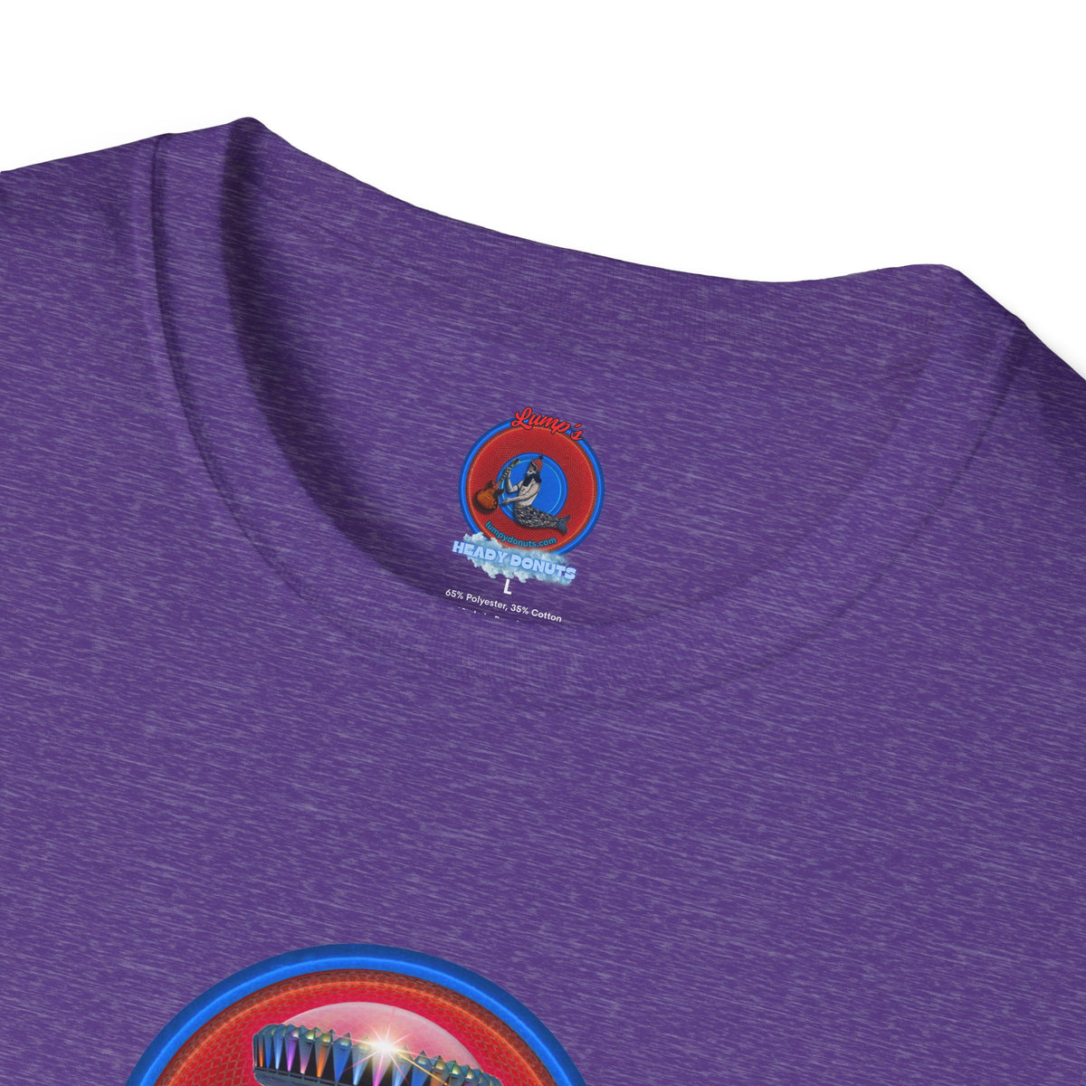 Classic Donut Tee - Unisex Soft-Style - "Donuts now Served on the Mothership" - red/blue donut