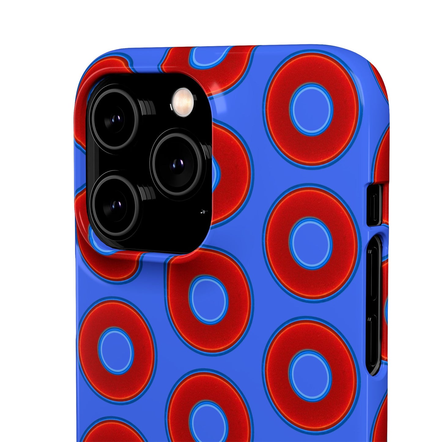 Lumpy Donut Snap Case - red vivid donut print w/royal blue background