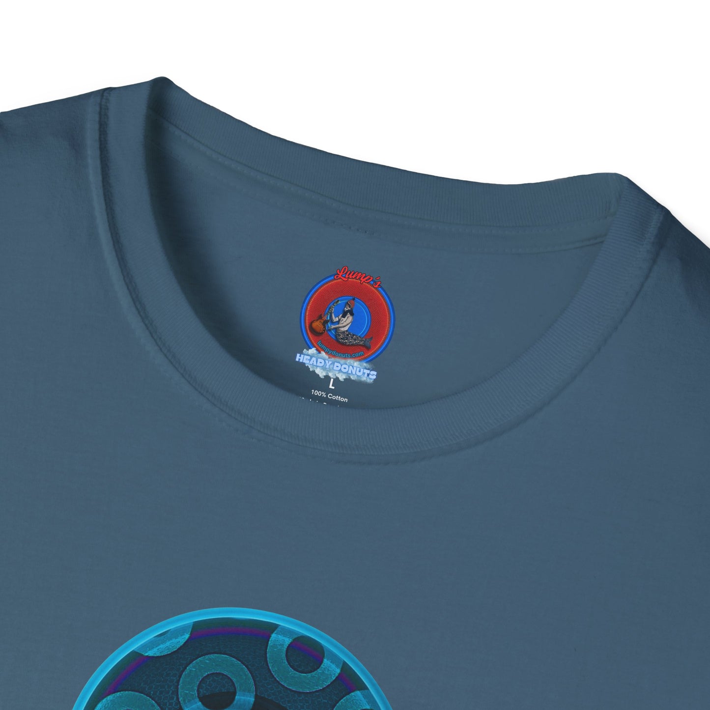 Classic Donut Tee - Unisex Soft-Style - "Wooked Cream - YEMSG Donut " - blue/teal rustic paradox donut - variant 7