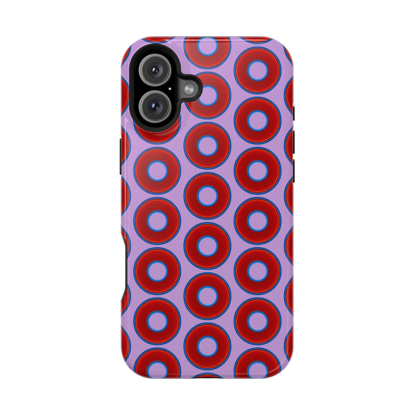 Magnetic Tough Donut Case - red vivid donut print w/wisteria purple background