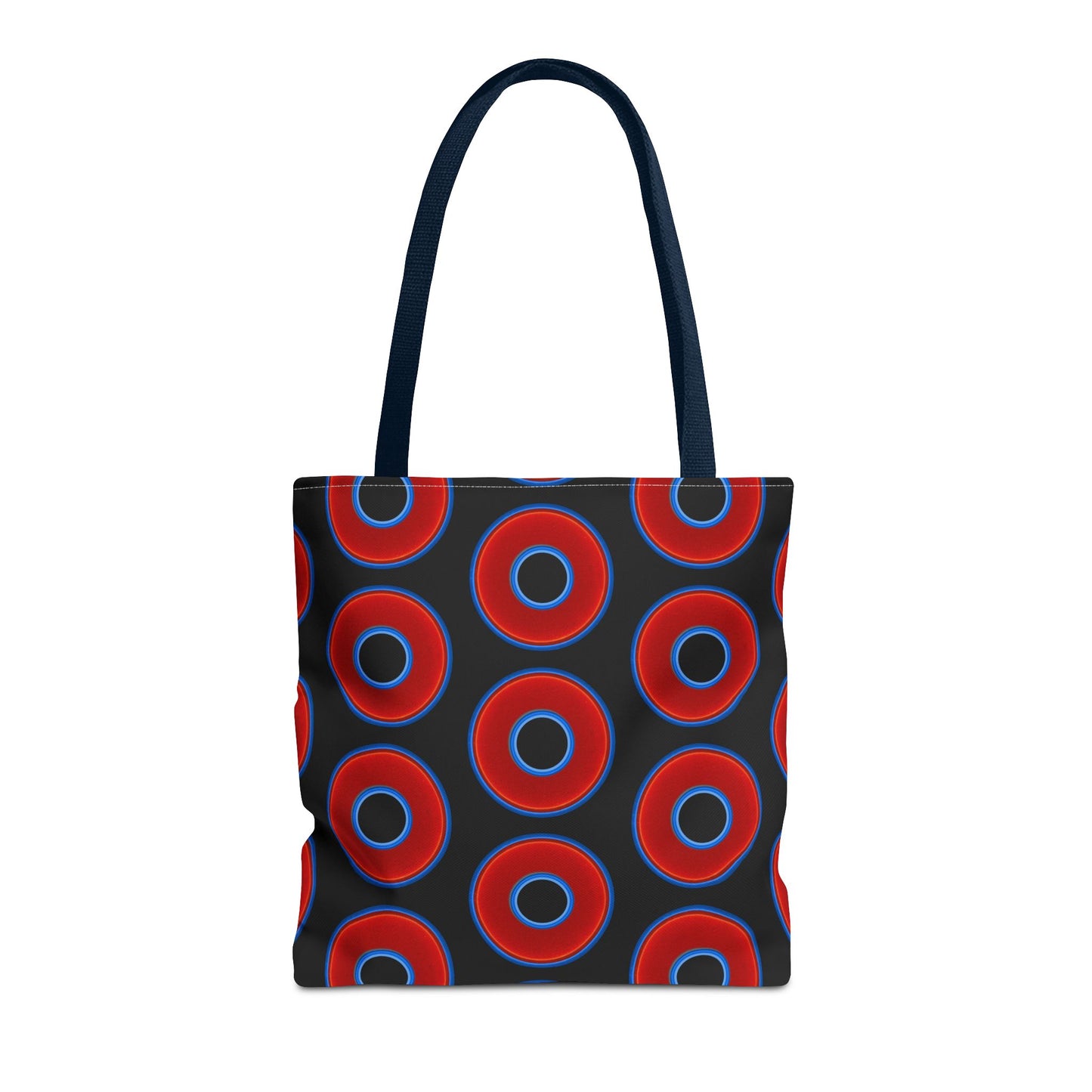 Lumpy Beach/Tote Bag - red vivid donuts w/black background
