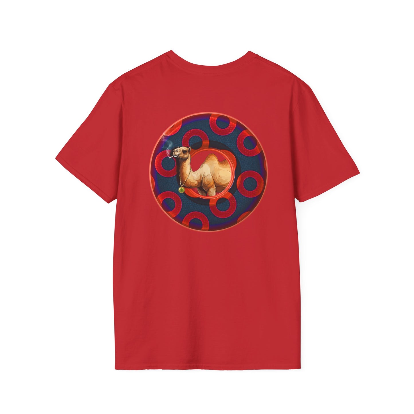 Classic Donut Tee - Unisex Soft-Style - "Joe Camel's Super Cool Donut" - rustic paradox donut - dark navy/red donuts