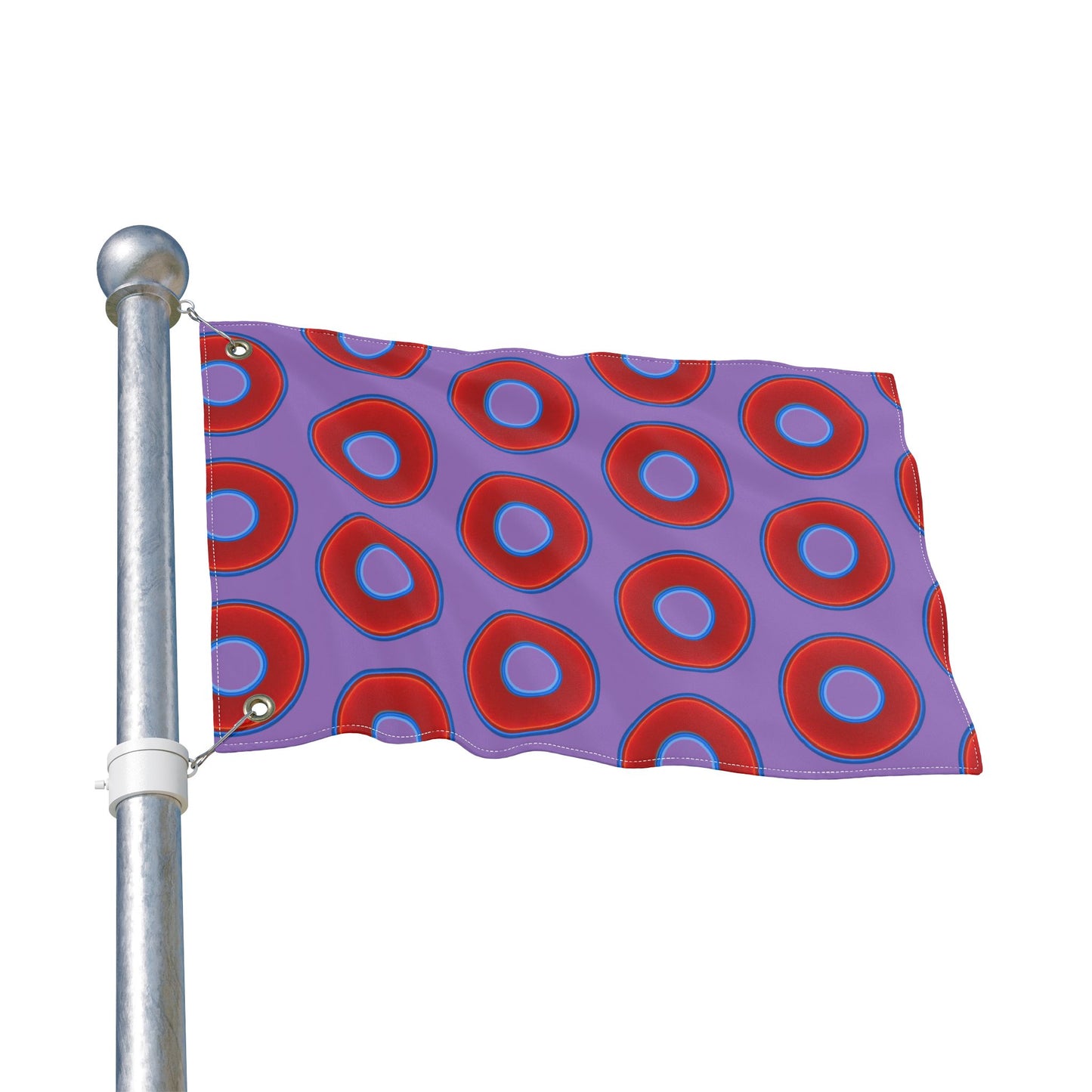 Lumpy Flagpole Sitters - Donut Flags [12" x 18"] - red vivid donut print w/light purple background