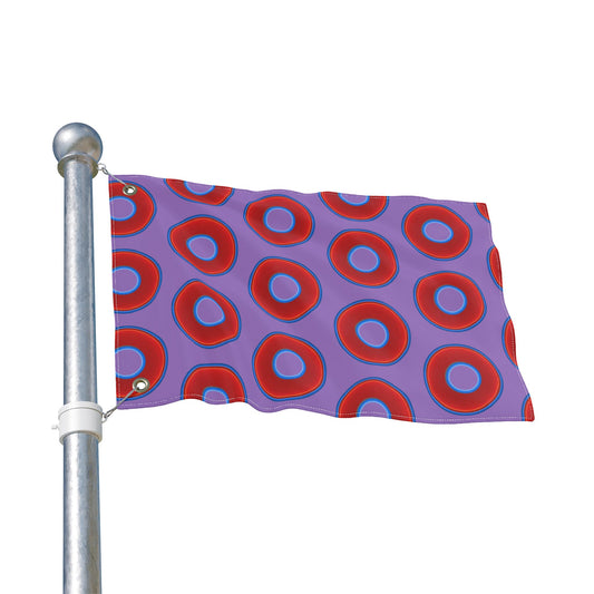 Lumpy Flagpole Sitters - Donut Flags [12" x 18"] - red vivid donut print w/light purple background