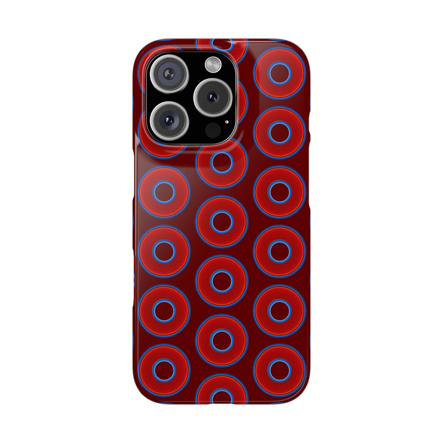 Lumpy Donut Snap Case - red vivid donut print w/dark red background