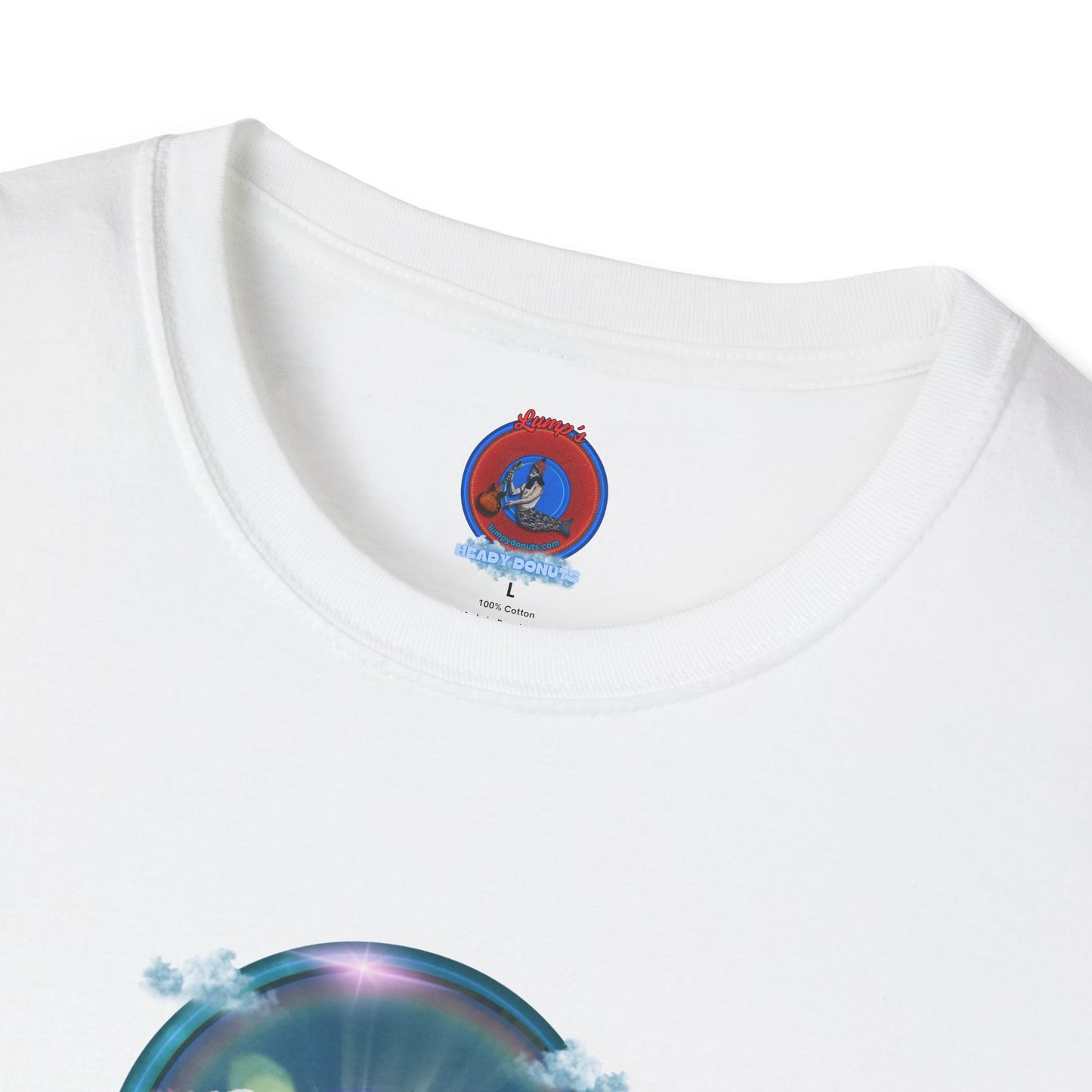 Classic Donut Tee - Unisex Soft-Style - "The Divided Donut" - vivid blue sky donut