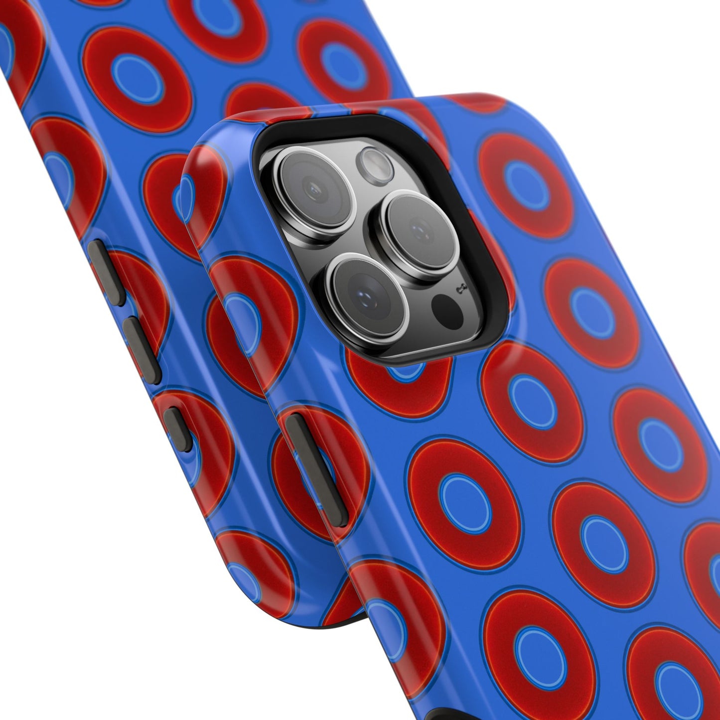 Impact-Resistant Lumpy Donut Case - red vivid donut print w/medium royal blue background