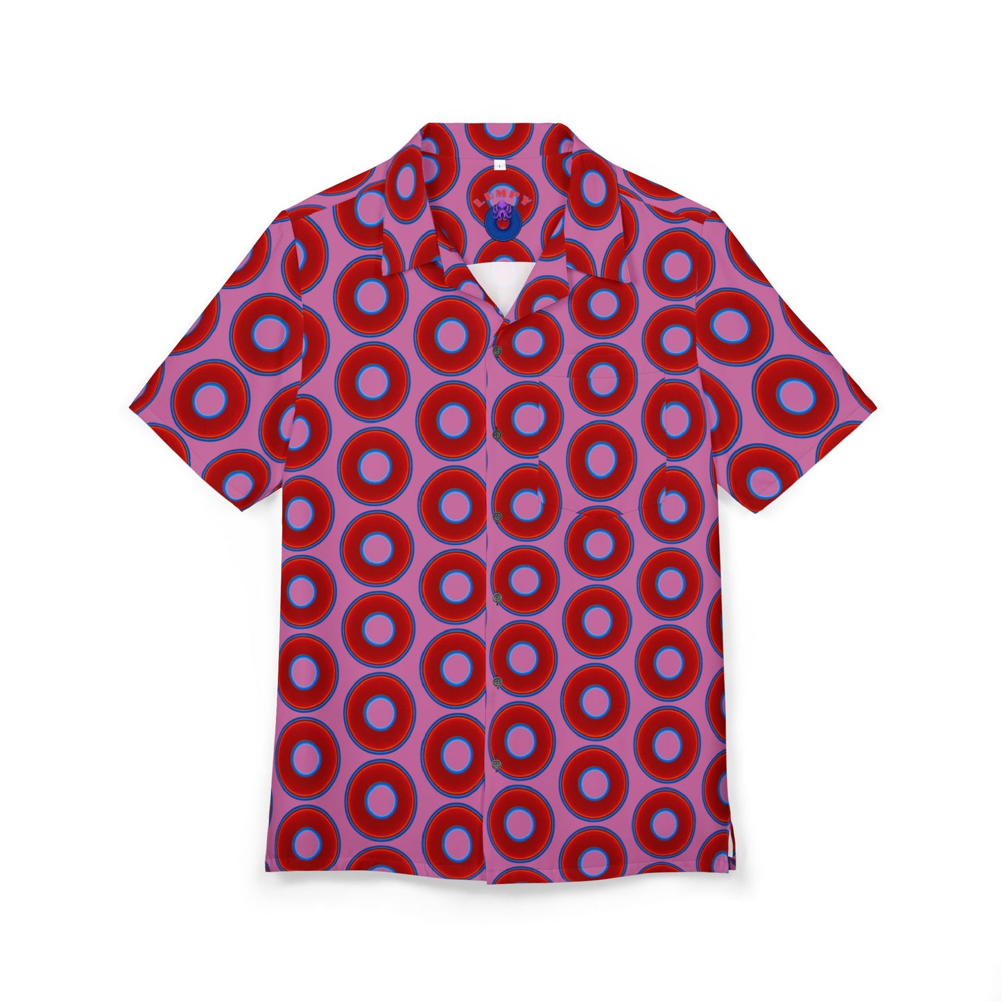 Wilson's 'Epic Hawaiian-Punch' Shirt - vivid red donut print w/pink background [unisex]