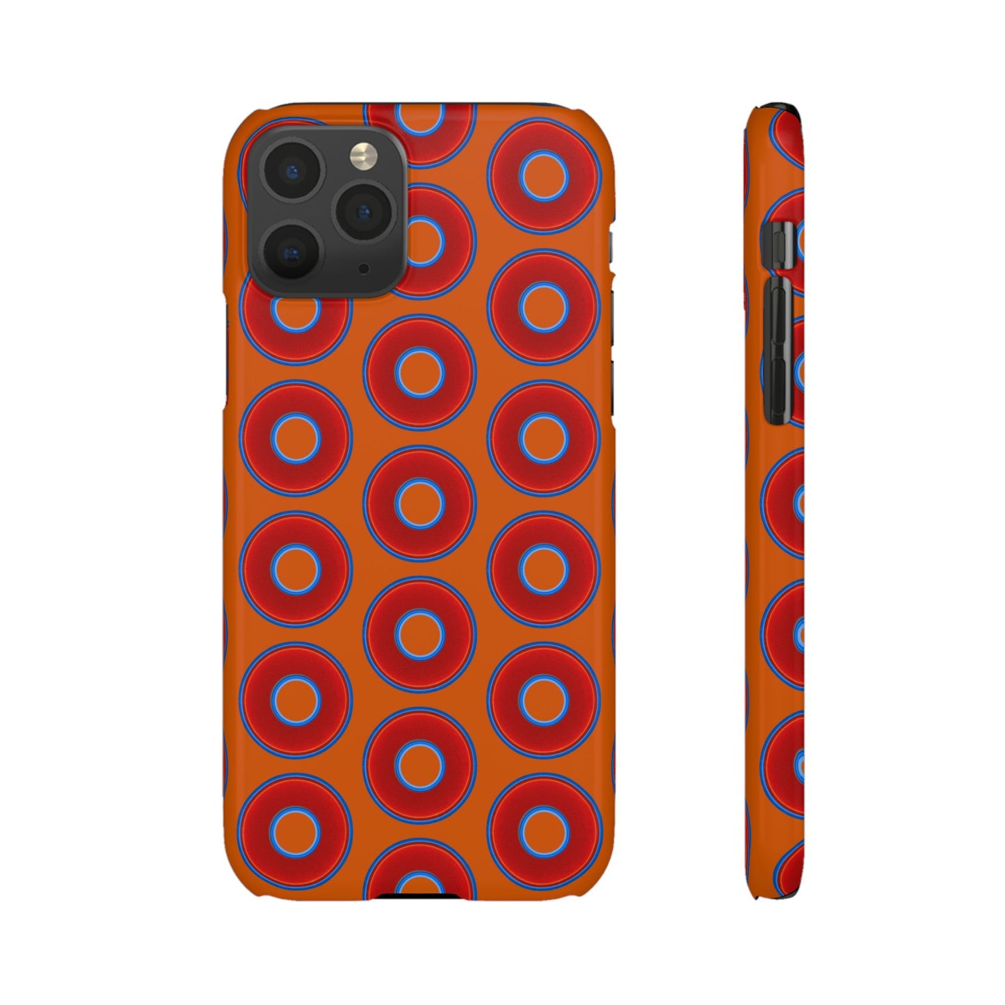 Lumpy Donut Snap Case - red vivid donut print w/dark orange background