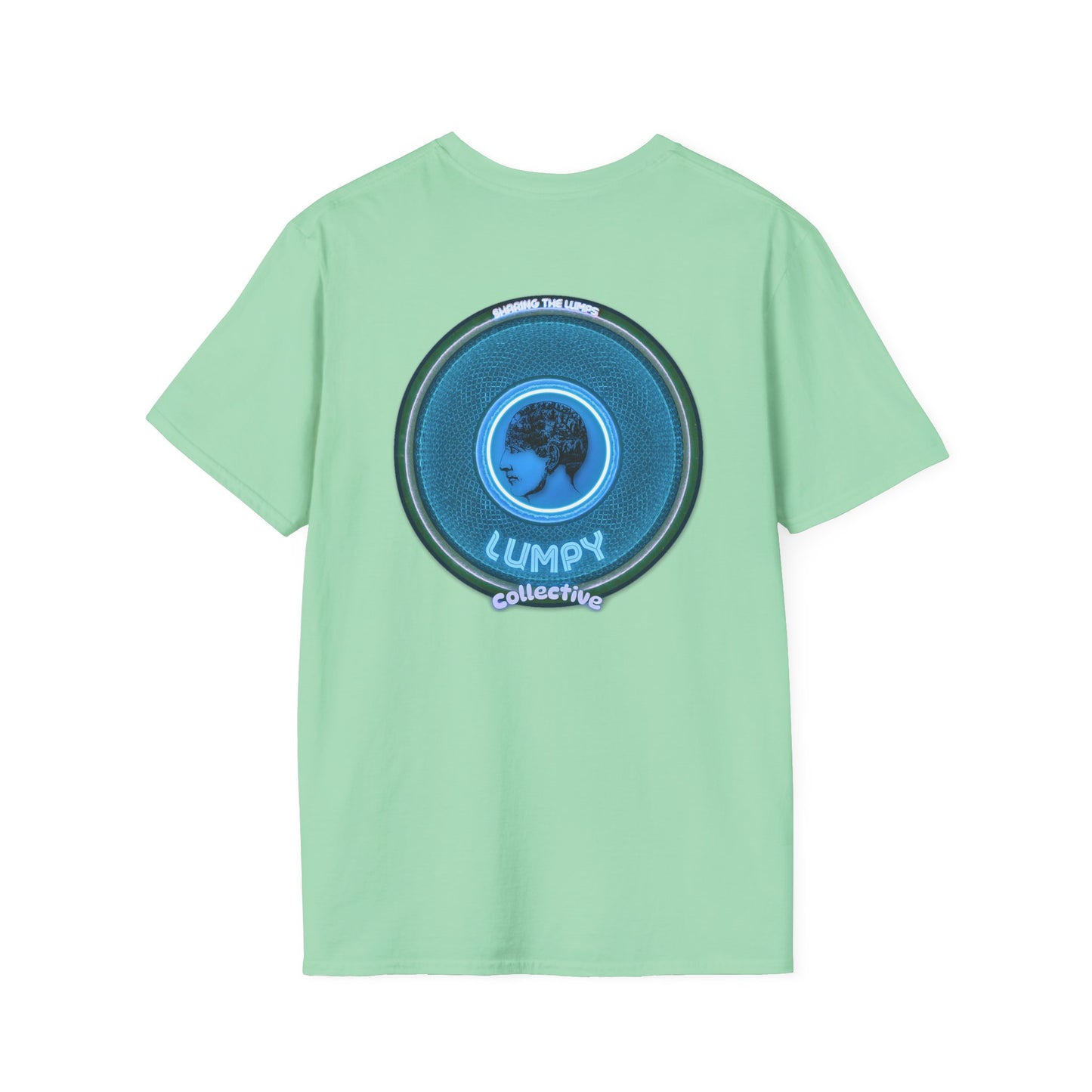 Classic Donut Tee - Unisex Soft-Style - "Lumpy Collective Donut" - aquamarine blue/green lumpy donut - variant 3